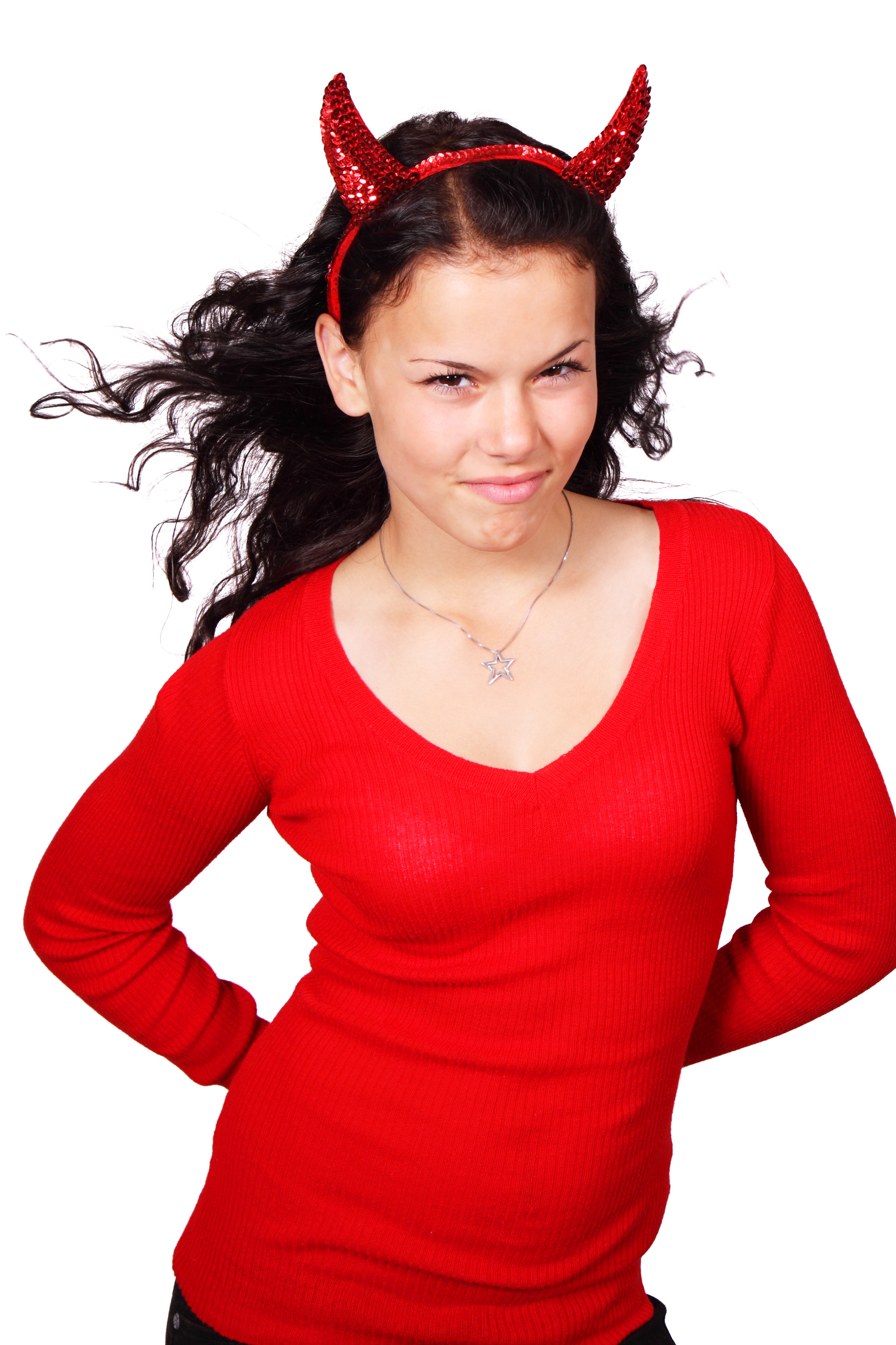 Girl in red costume photo