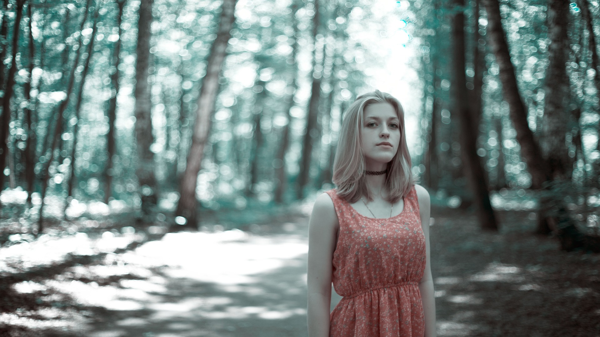 Girl in the woods photo