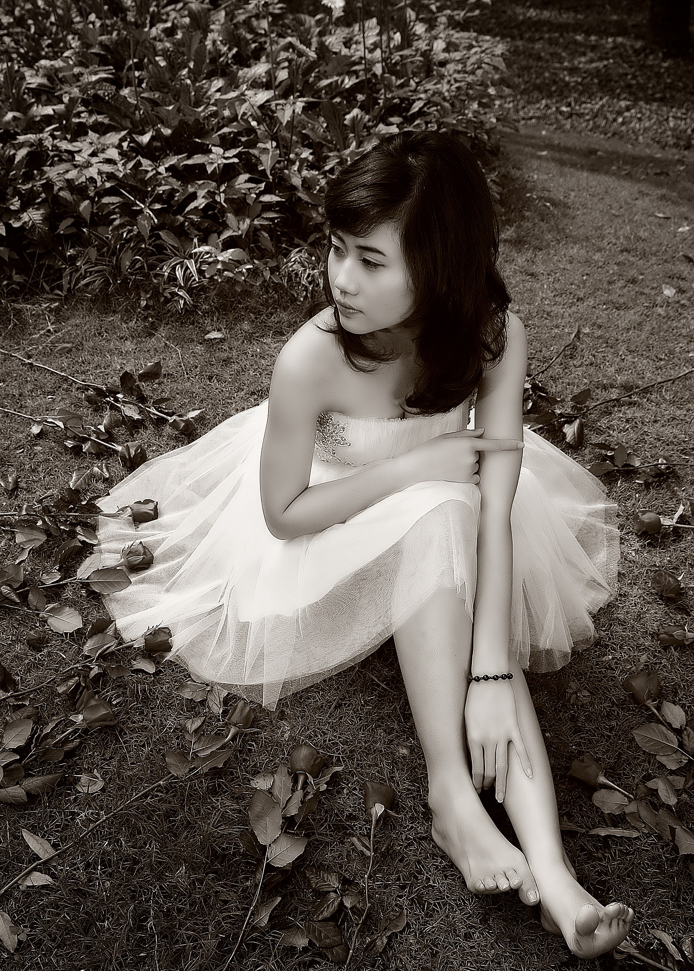 Girl in white dress photo