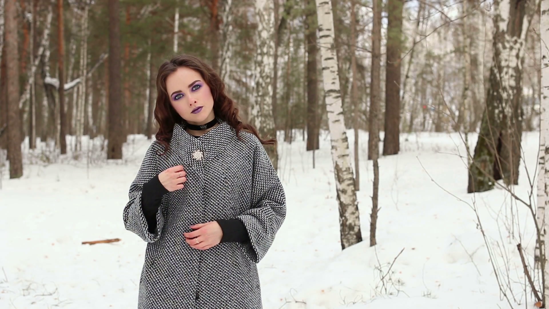 Beautiful girl in winter forest Stock Video Footage - Videoblocks