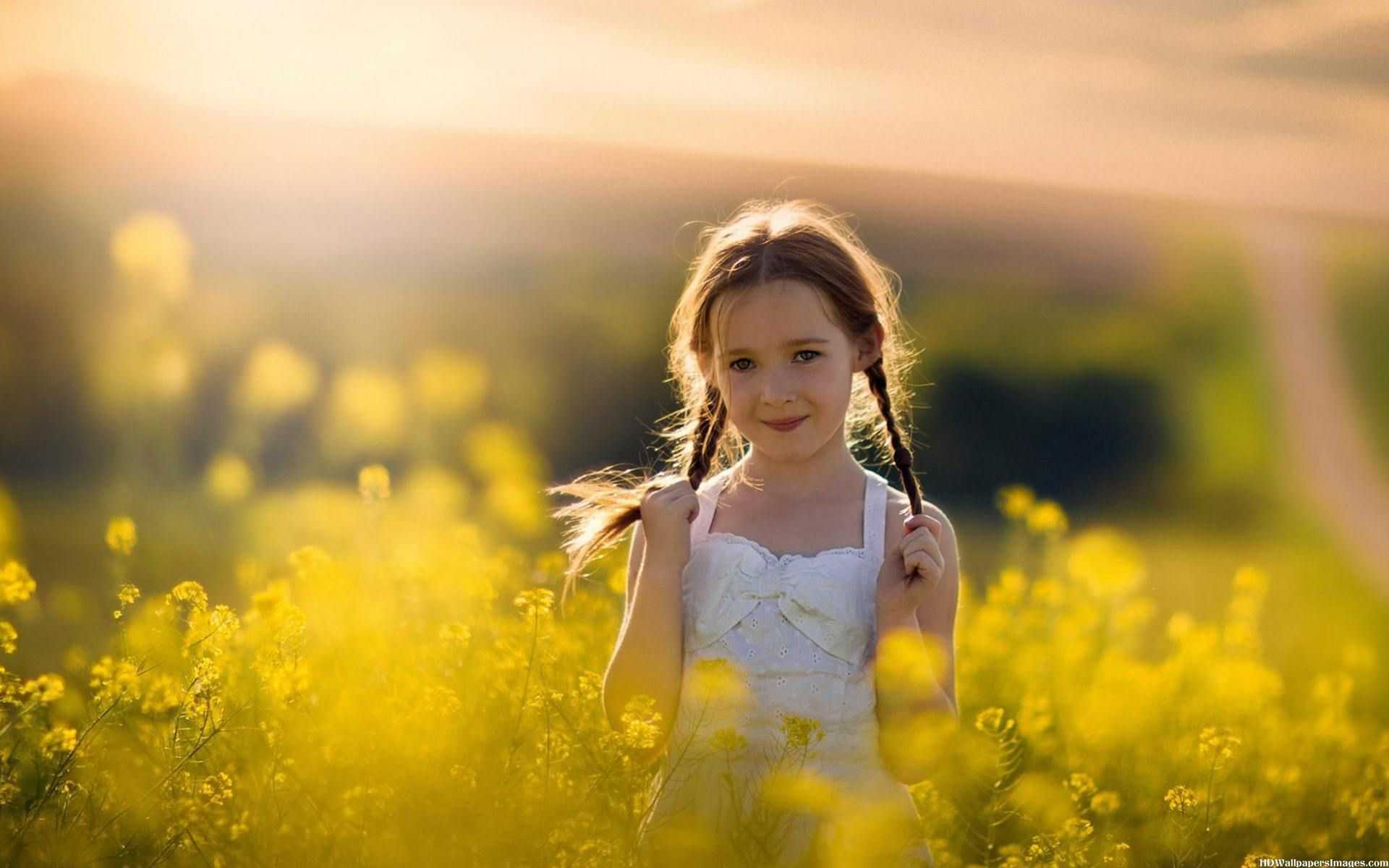 Widescreen Of Cute Baby Girl In Yellow Flower Wallpaper Babies With ...