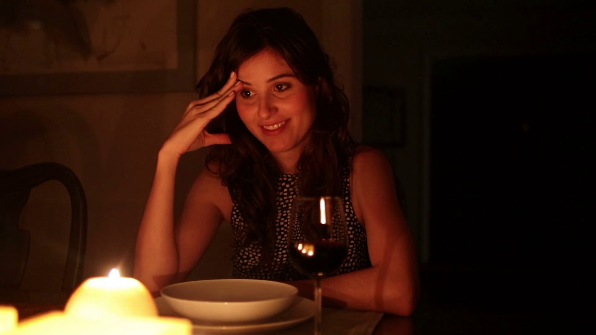 Young Woman On A Romantic Candle Light Dinner Stock Video Footage ...