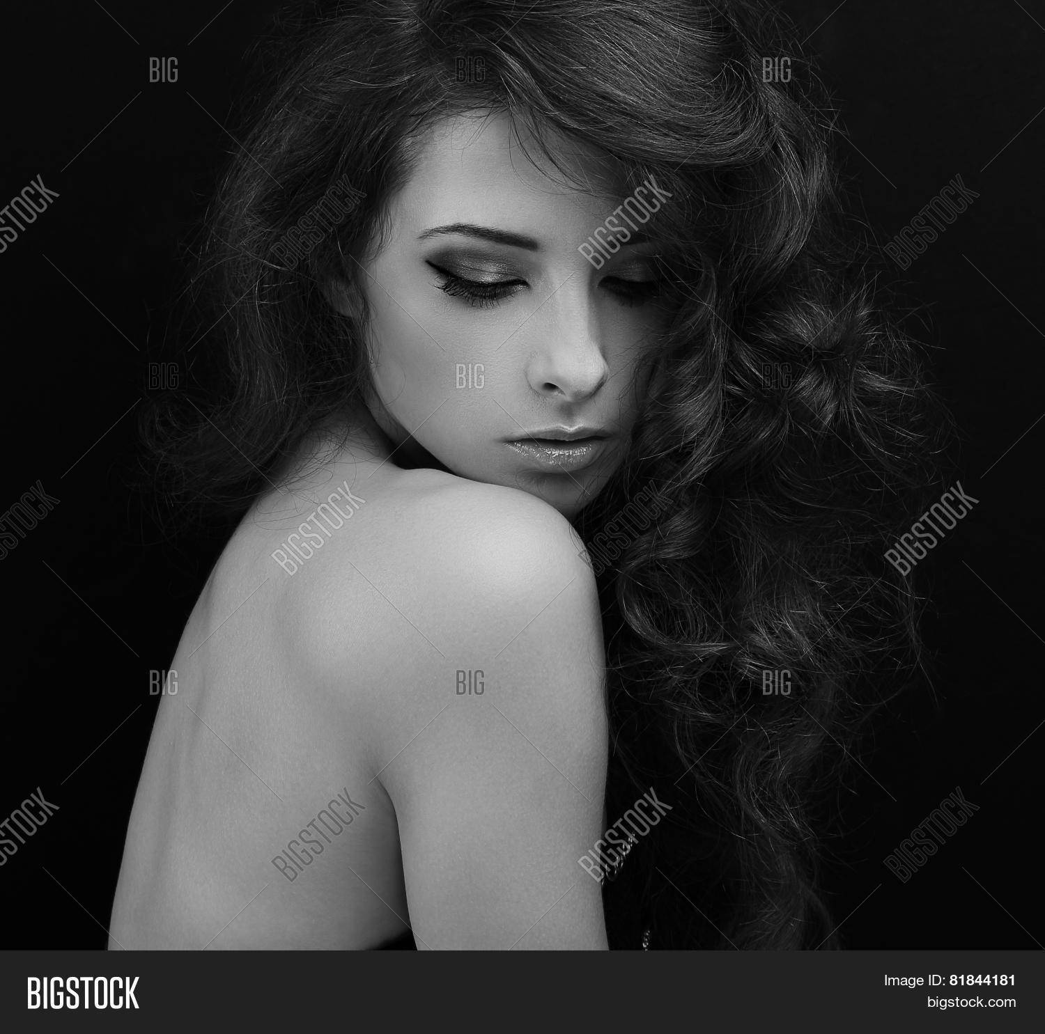 Beautiful Makeup Woman Looking Down Image & Photo | Bigstock