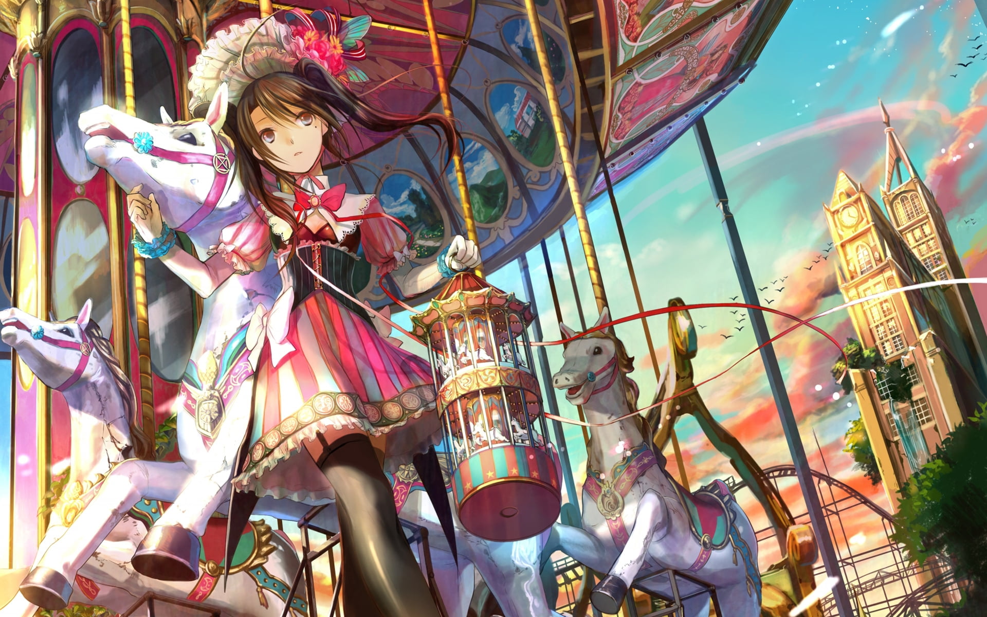 Anime girl in carousel digital wallpaper HD wallpaper | Wallpaper Flare