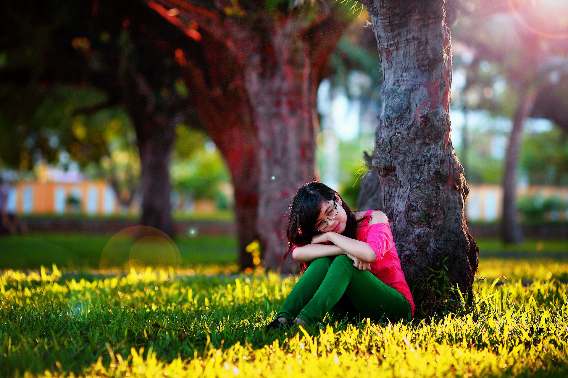 Girl on the grass photo