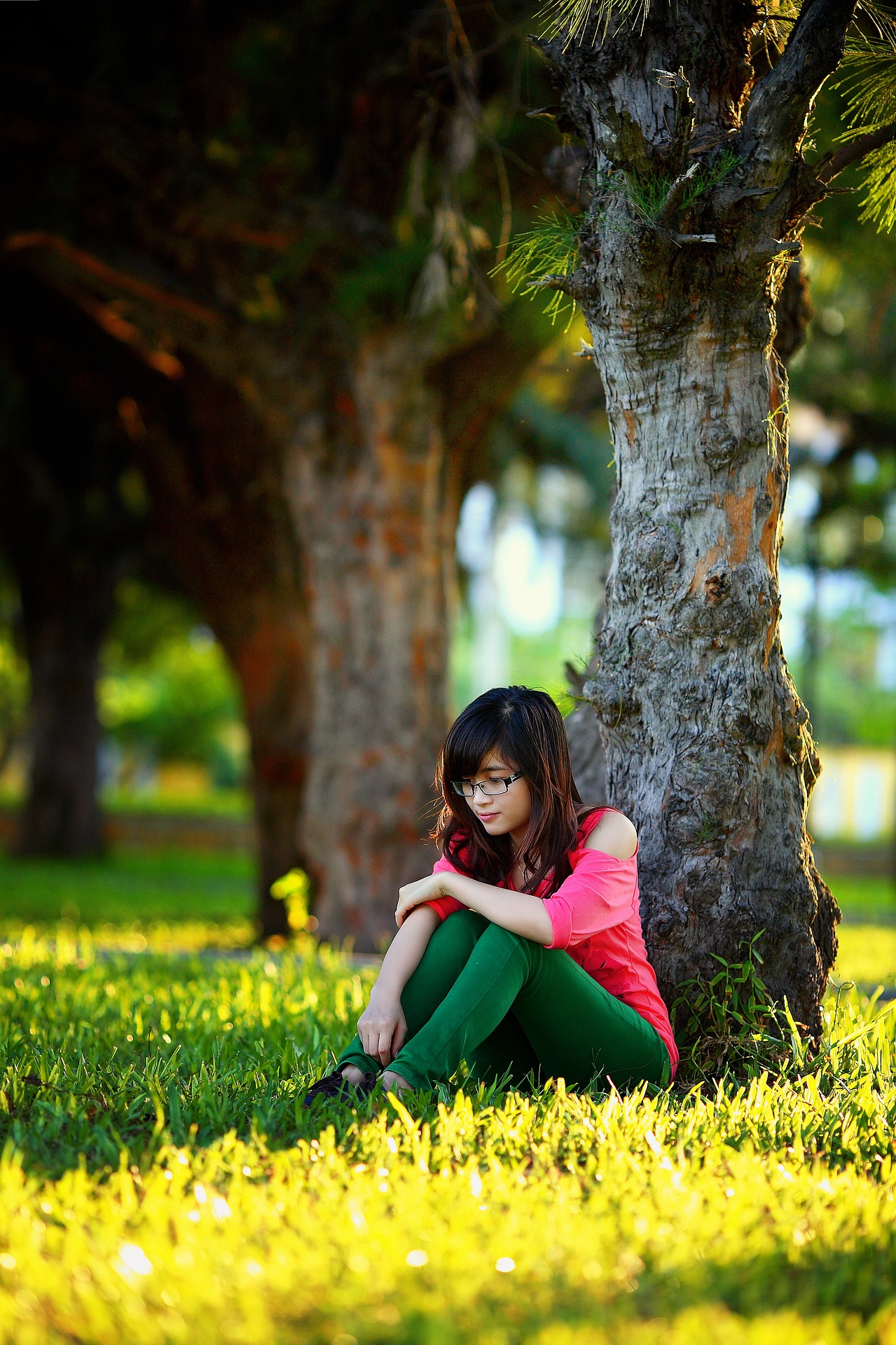 Girl on the grass photo