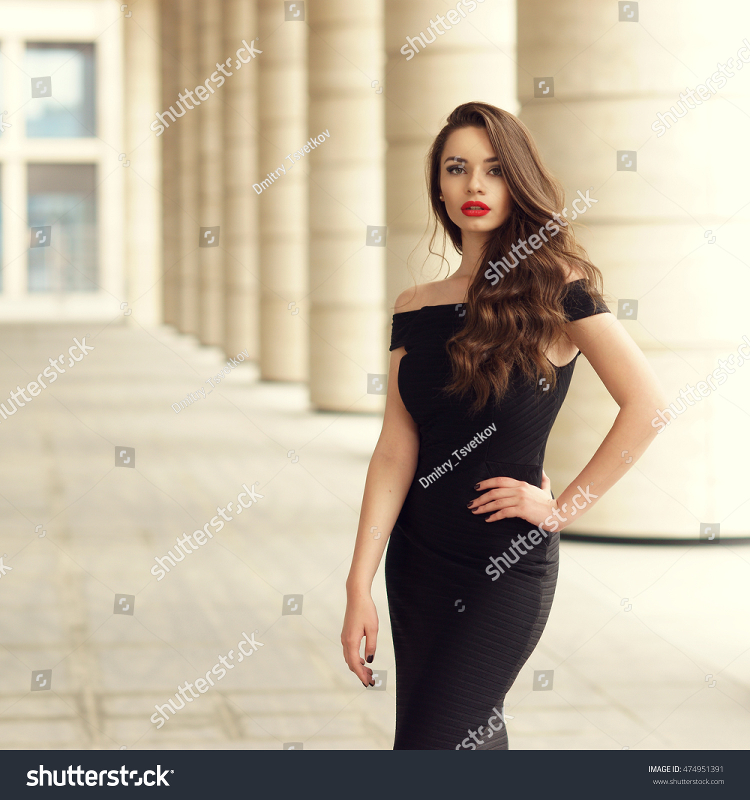 Young Elegant Girl Posing City Street Stock Photo (Royalty Free ...