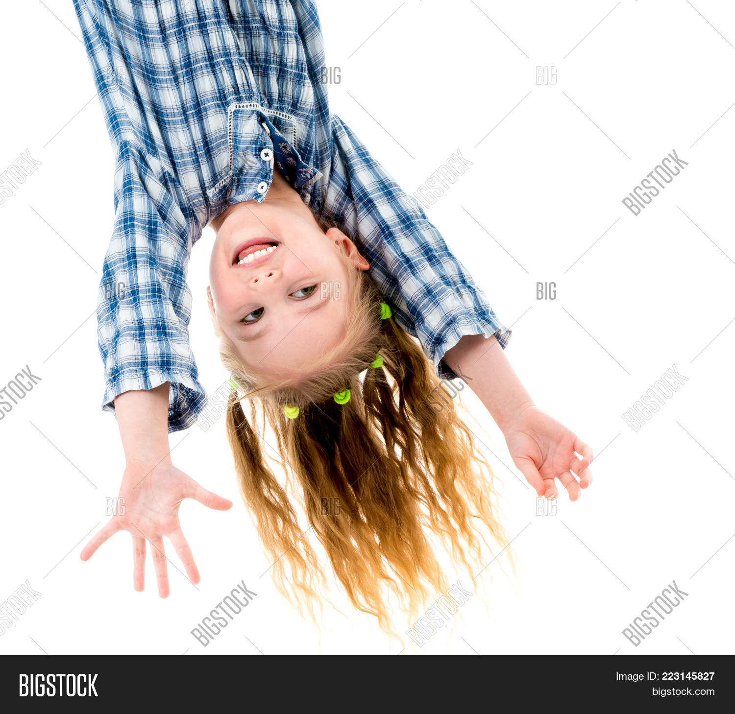 Little Girl Hanging Upside Down Image & Photo | Bigstock