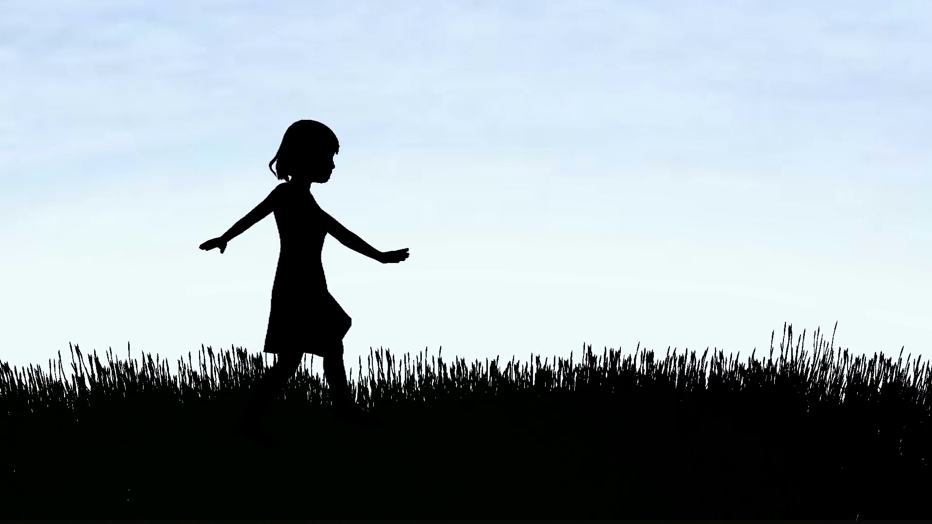 Little girl walking across a field in silhouette Motion Background ...