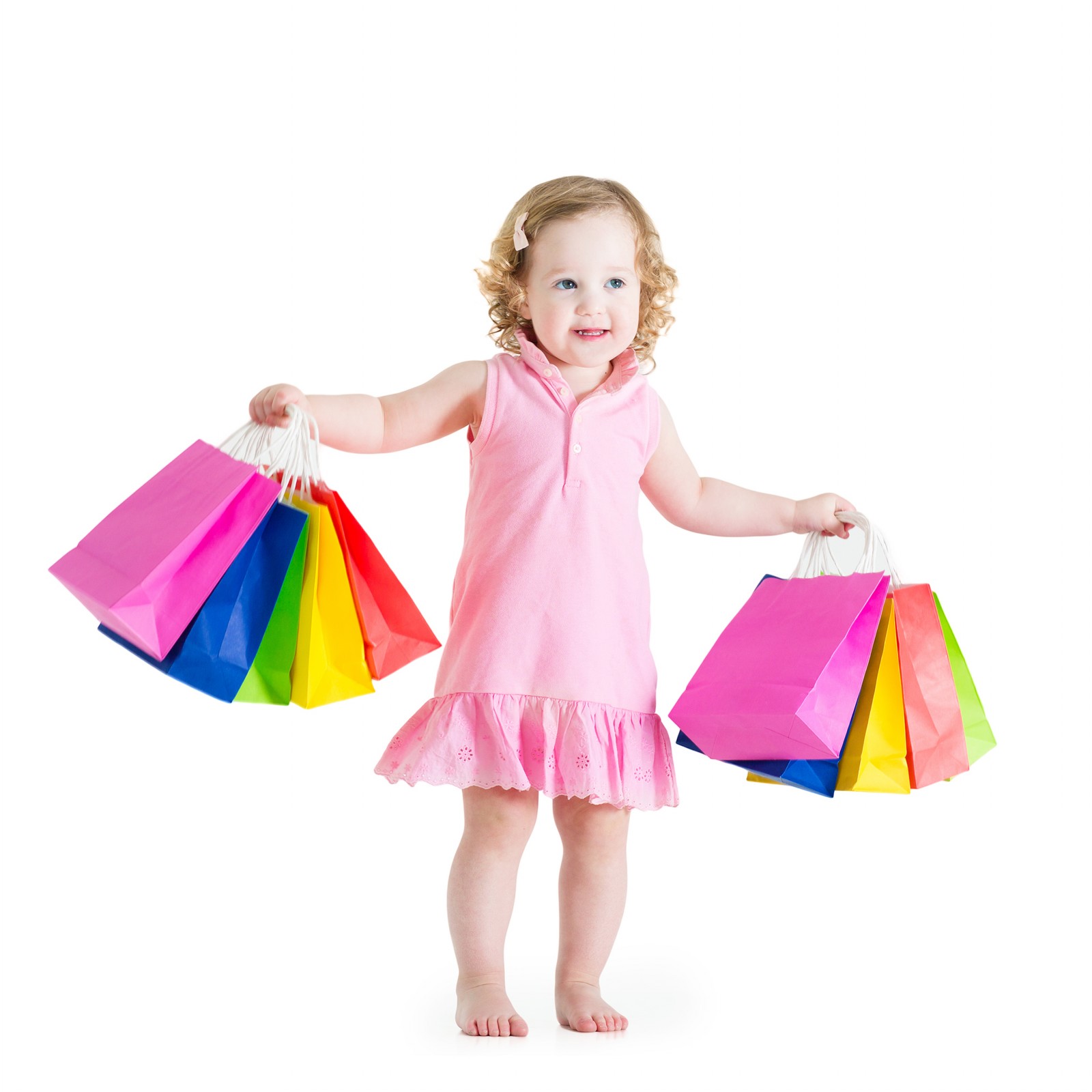 Beautiful Little Girl After Sale With Shopping Bags • Elsoar