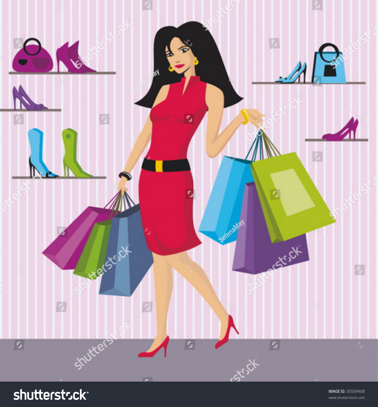 Beauty Girl Bags Market Stock Vector 35509408 - Shutterstock