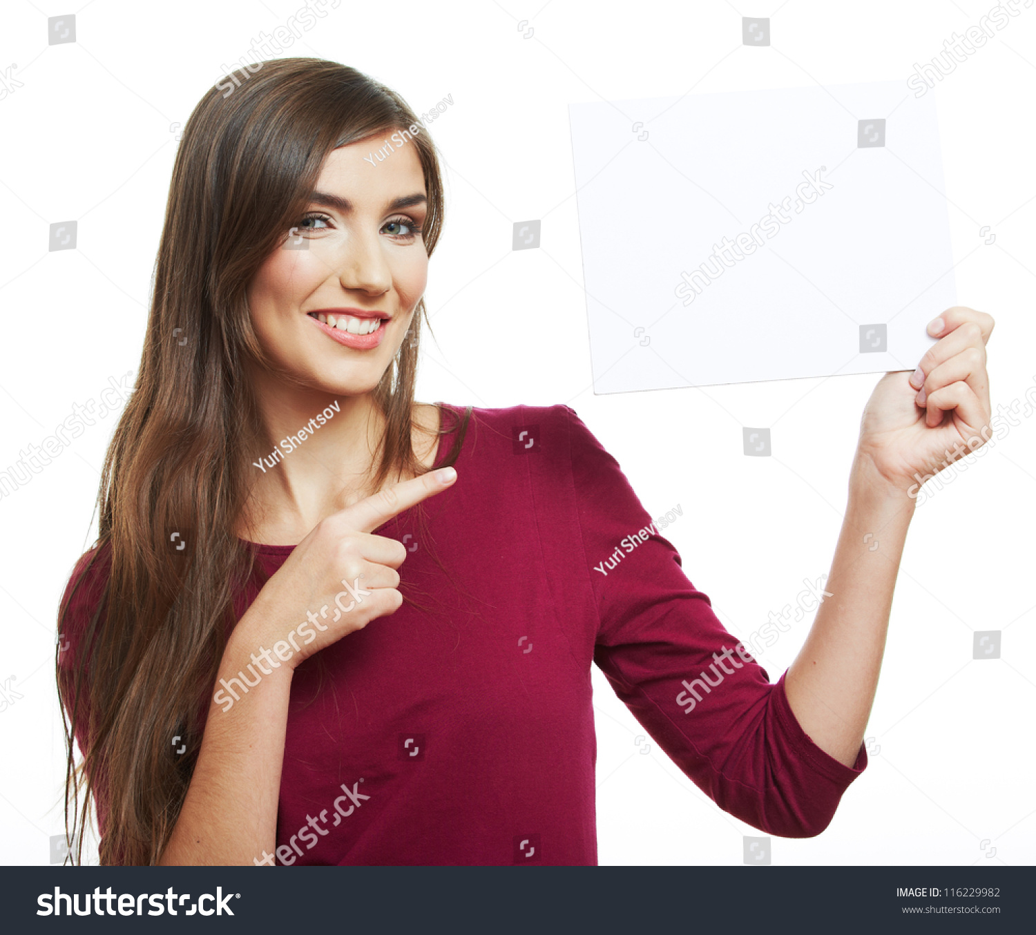 Teenager Girl Hold White Blank Paper Stock Photo (Royalty Free ...