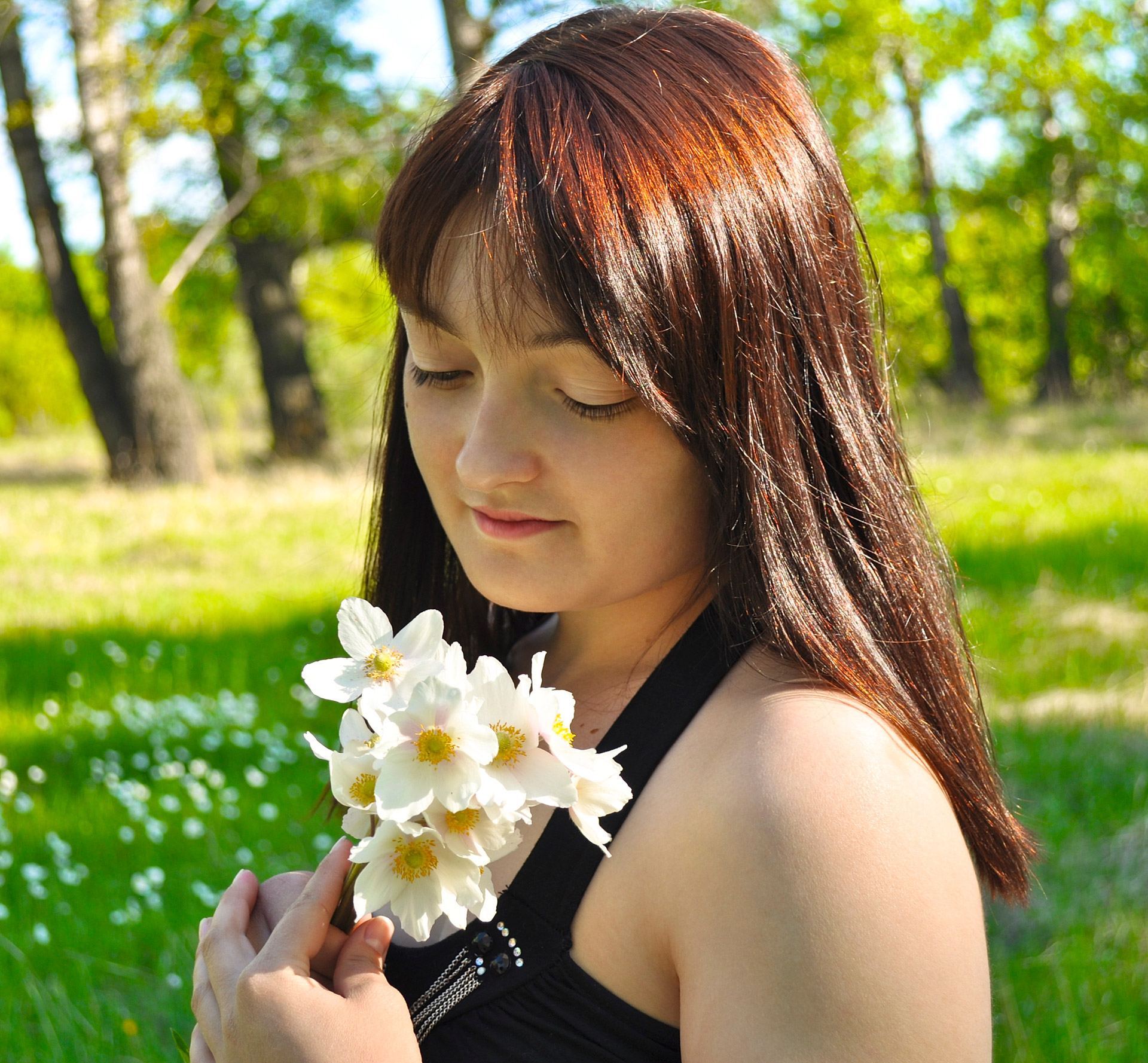 Girl with flowers photo