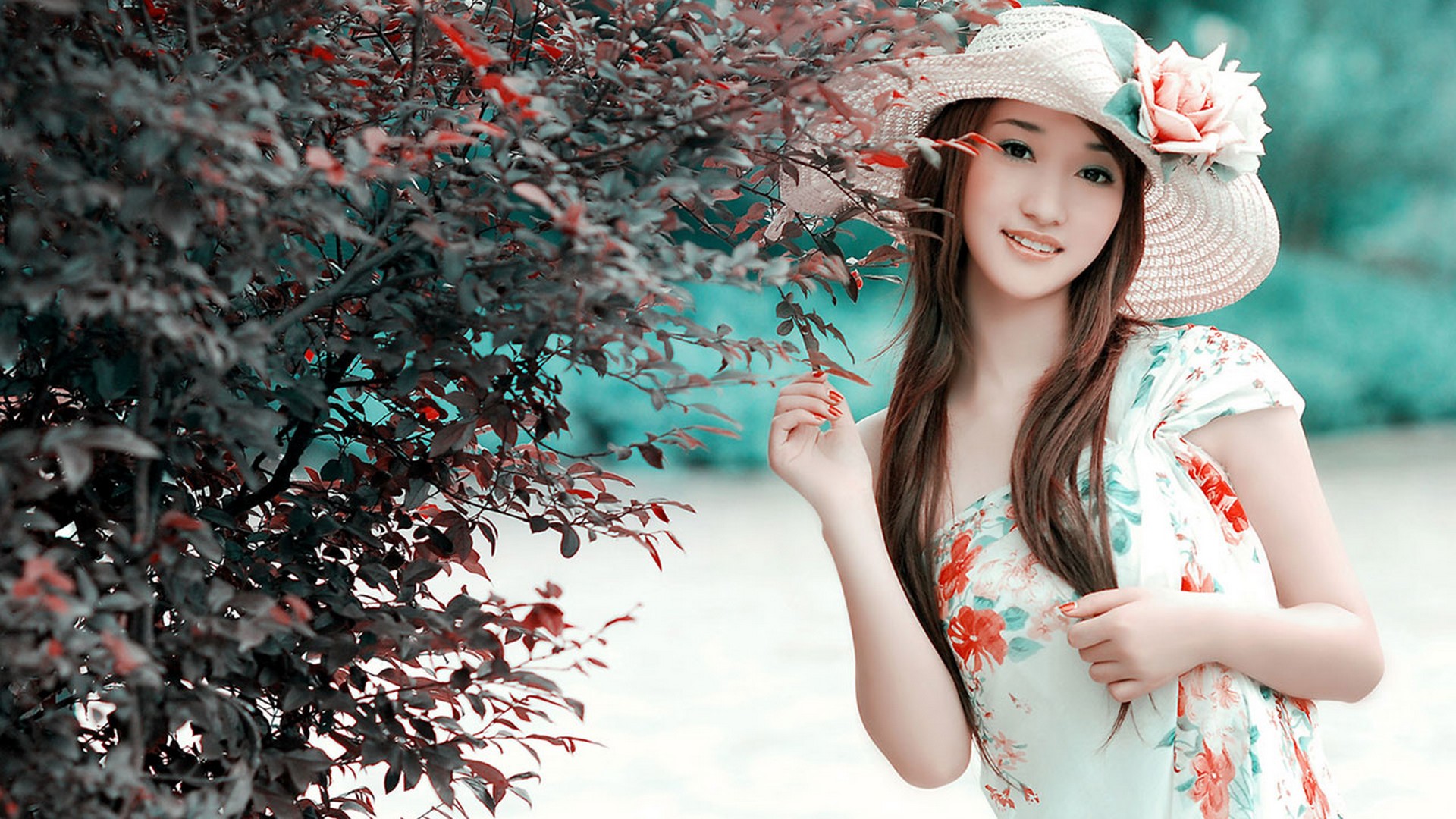 Beautiful China Girl With Flowers 1 | Saverwallpaper.com