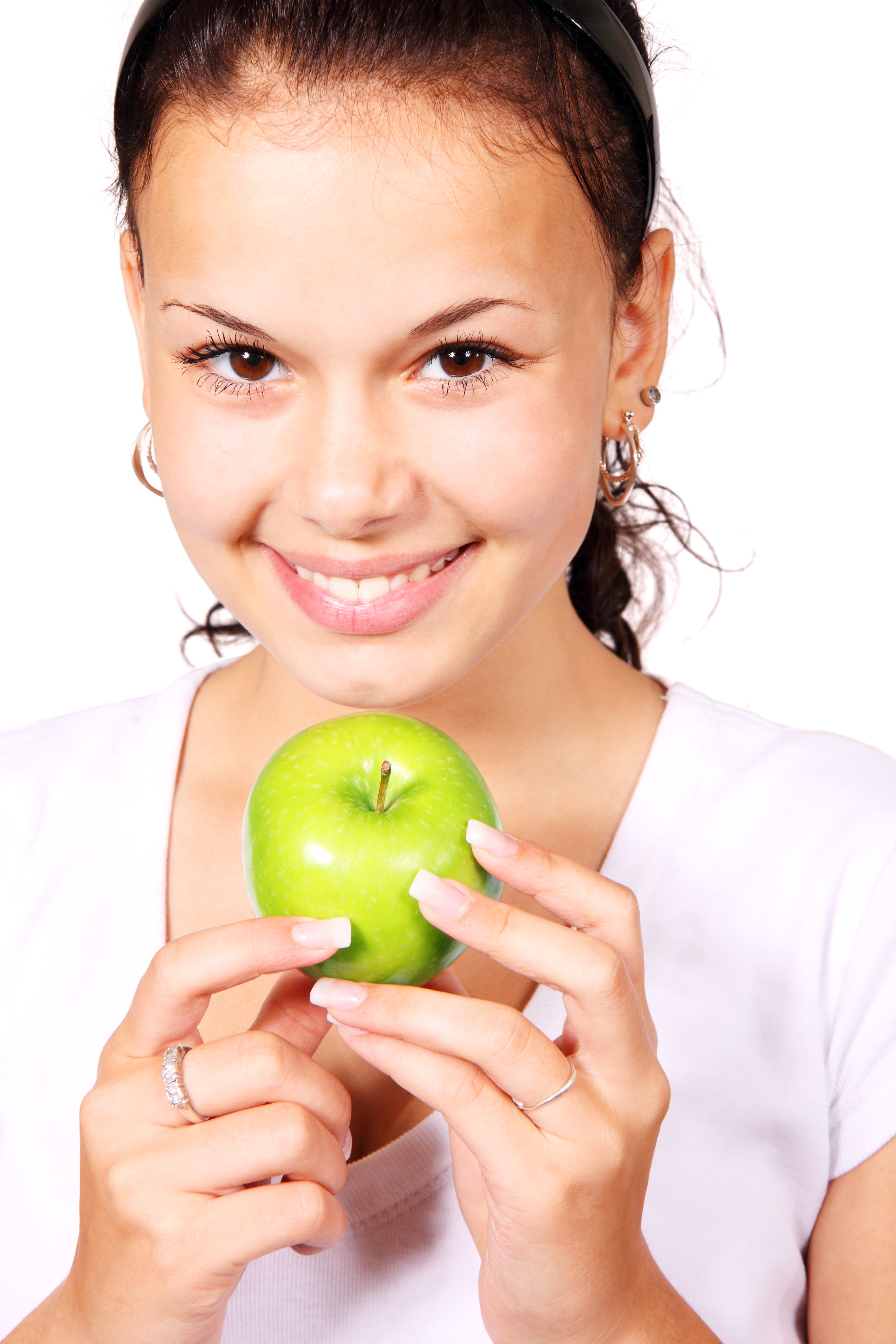 Girl with green apple photo