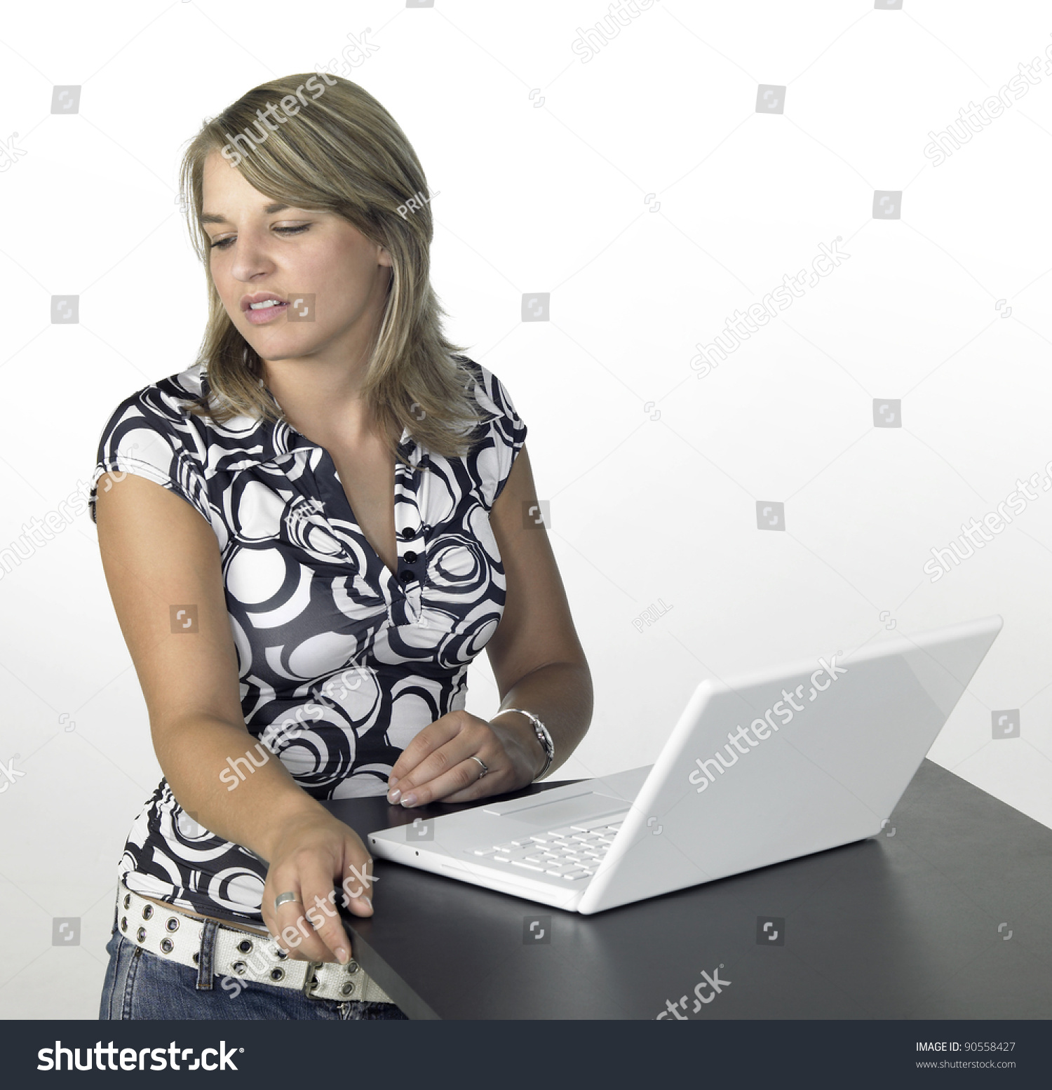 Disgustedly Girl Laptop Light Back Stock Photo 90558427 - Shutterstock