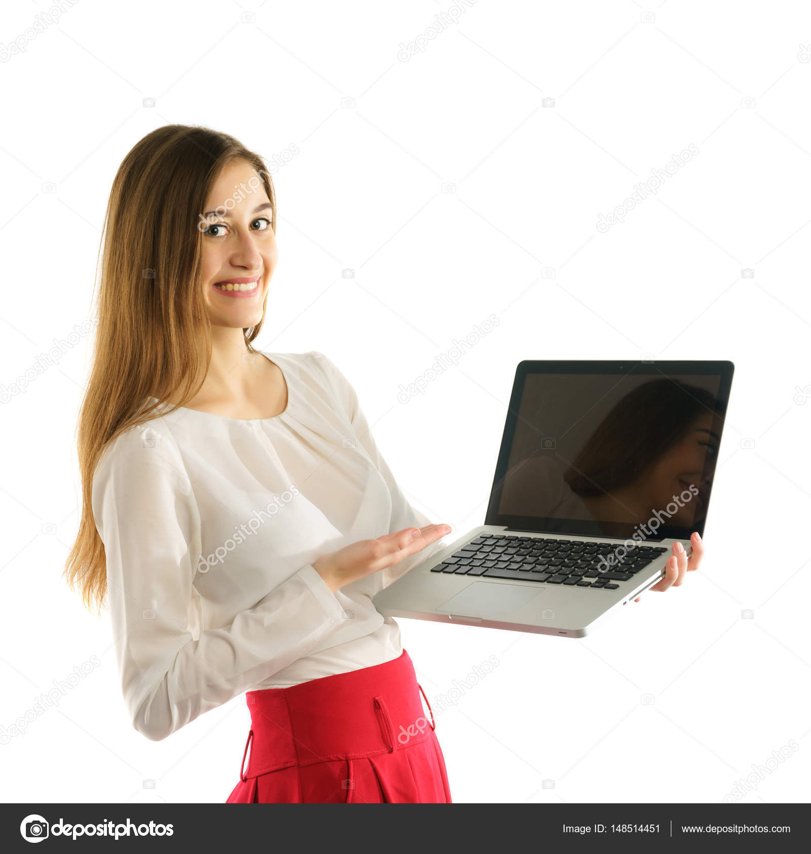 Beautiful student girl with laptop — Stock Photo © VadimPP #148514451