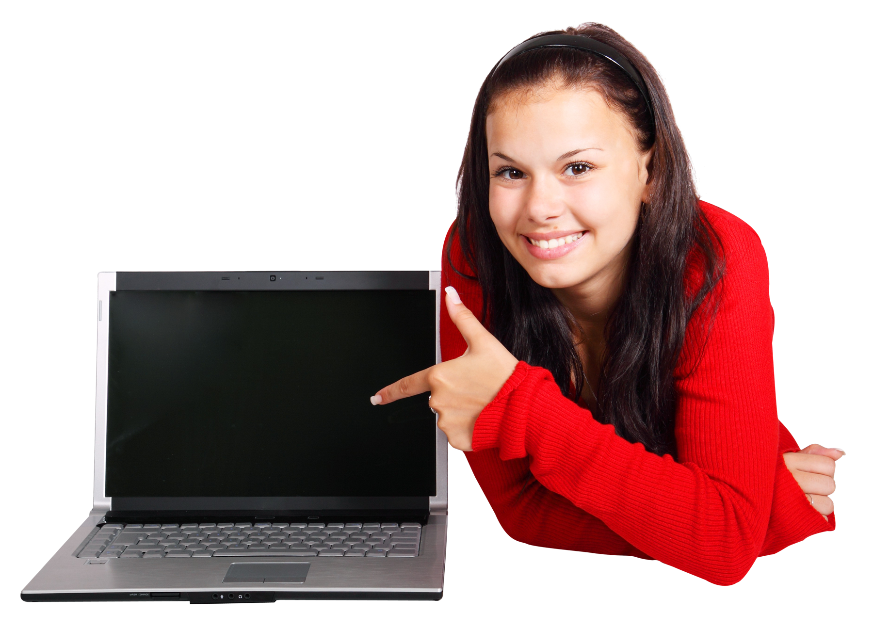 Young Girl With Laptop Transparent PNG Image - PngPix