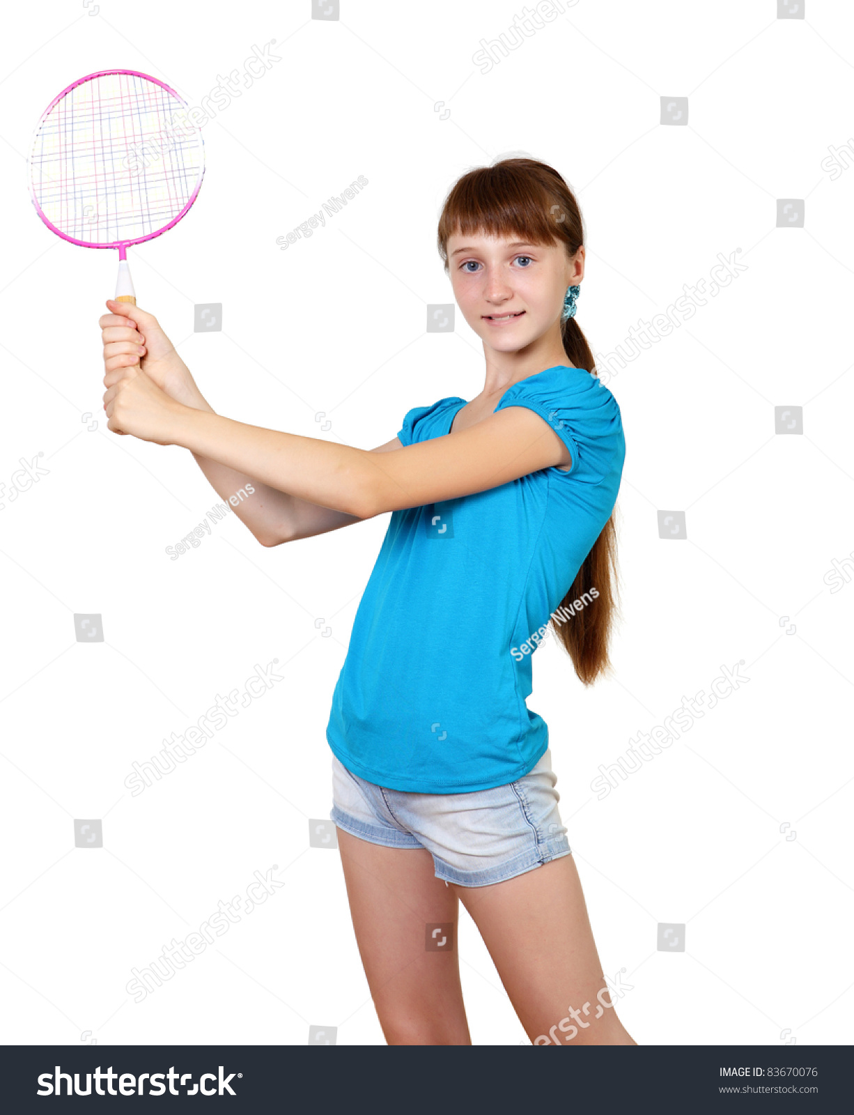 Pretty Teenage Girl Racket Studio On Stock Photo 83670076 - Shutterstock