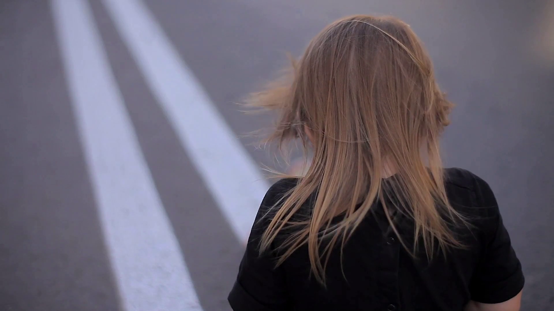 Slow Motion Effect - View From the Back - the Little Girl's Hair ...