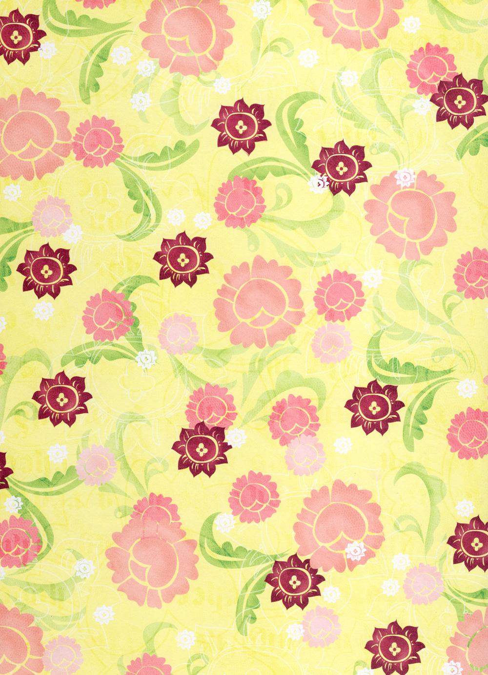 Girly yellow floral paper photo