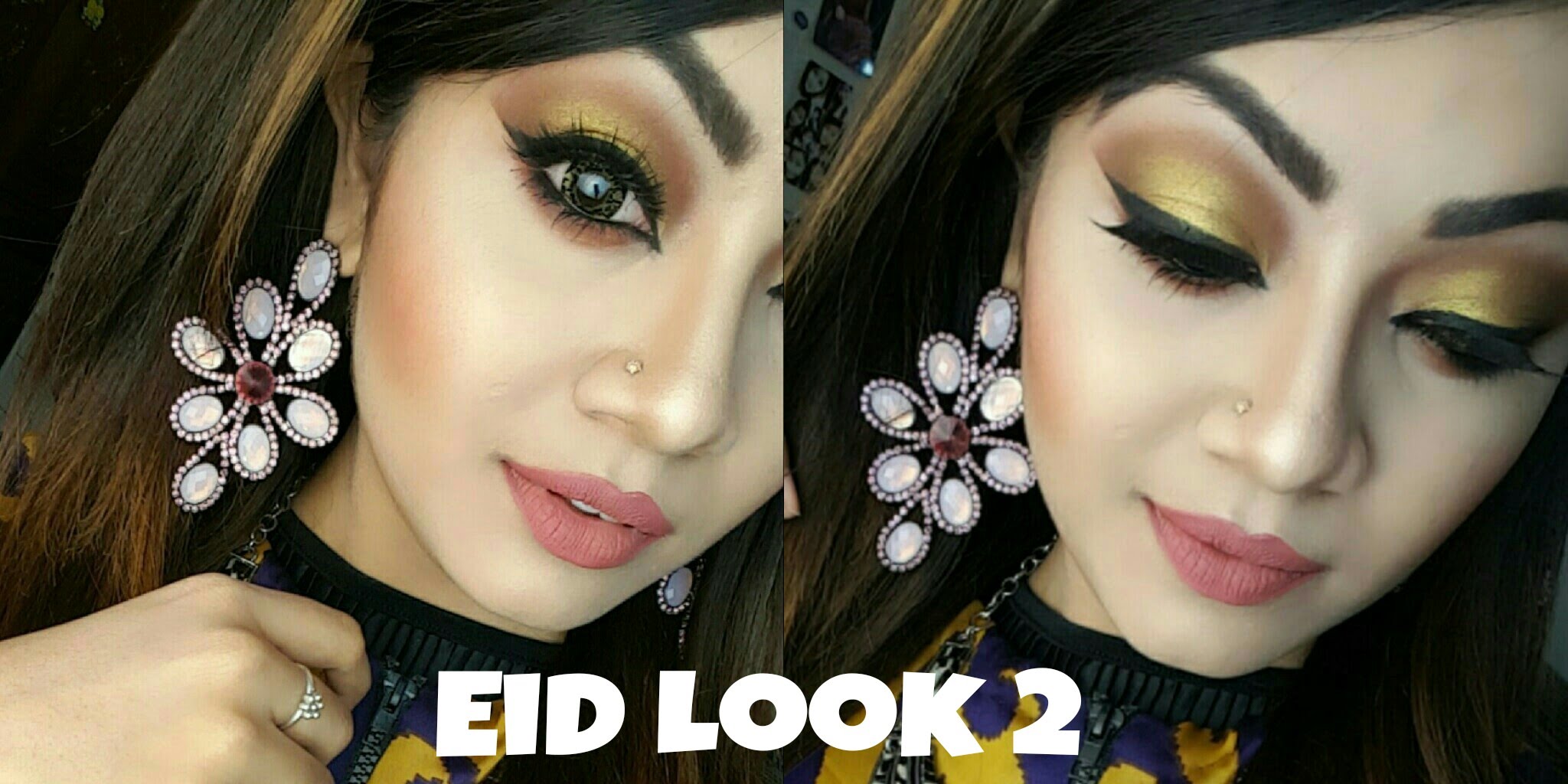 Glamorous Golden Eyes and Nude lips - EID Makeup tutorial - YouTube