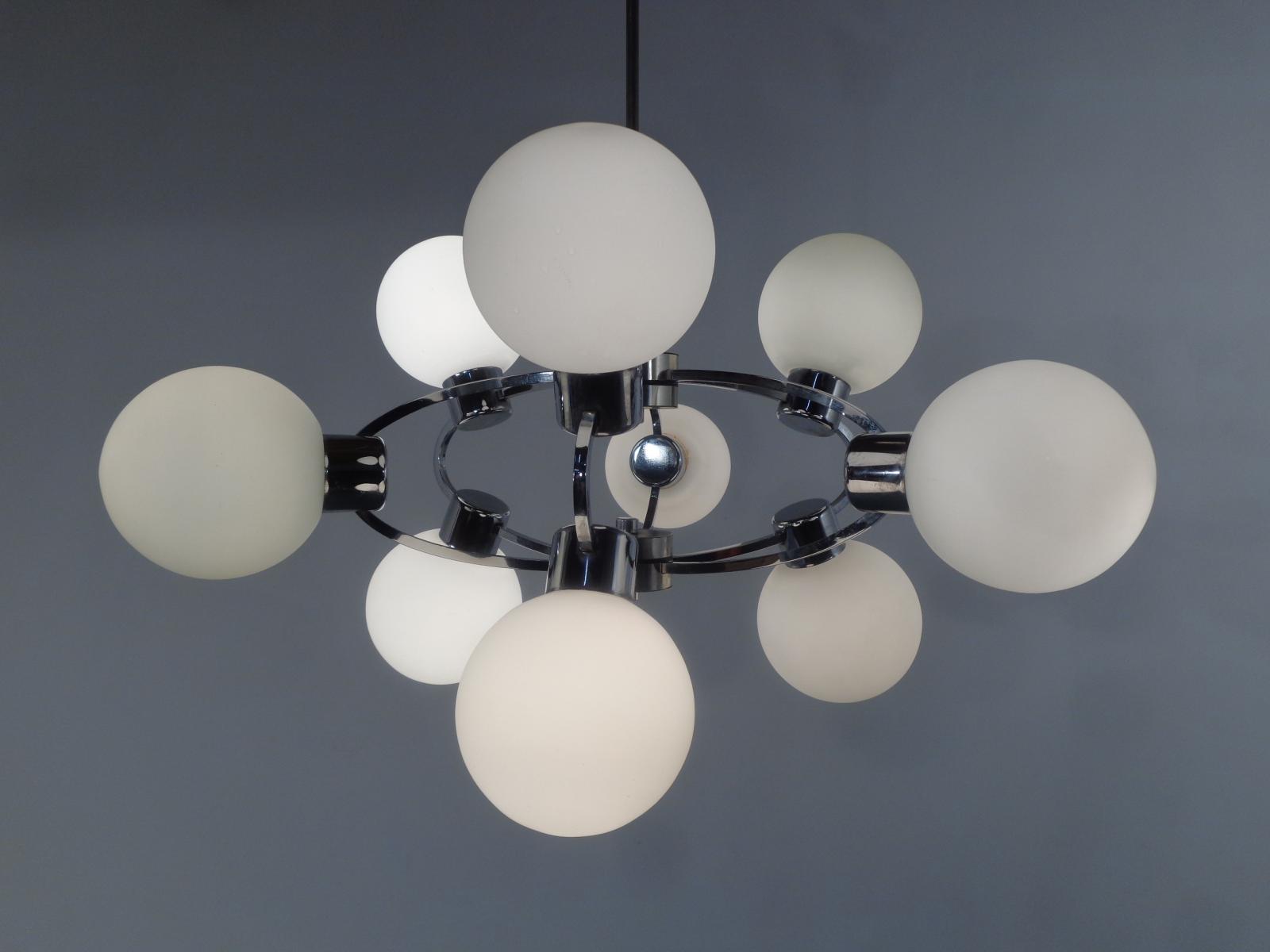 Space Age Sputnik Lamp with 9 Milk Glass Balls for sale at Pamono