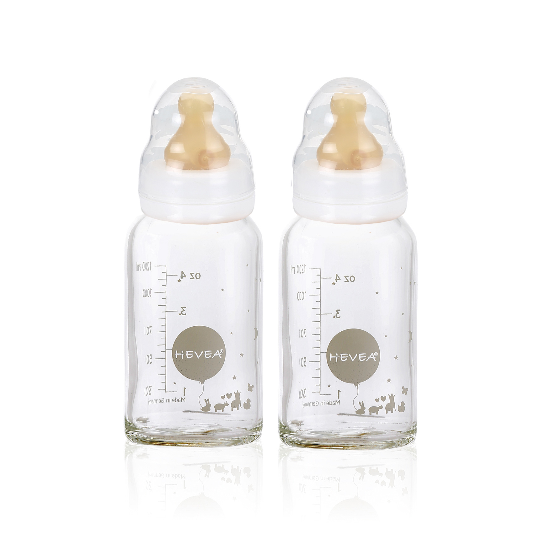 Baby Glass bottle 4oz 2pack with Medium flow Natural rubber Teat ...