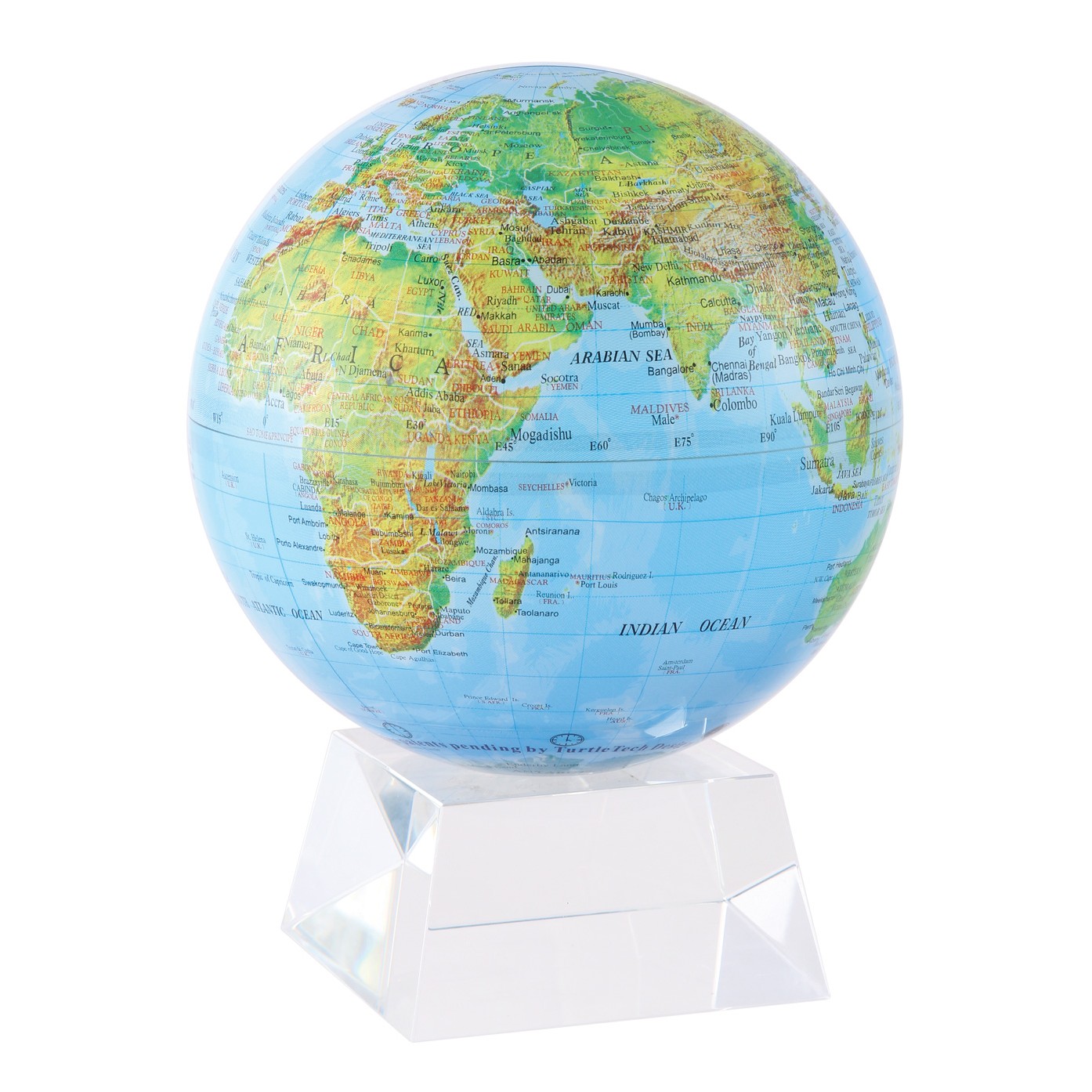 MOVA Rotating World Globe Relief Blue-Ocean Gloss 4.5 Inch | Free ...