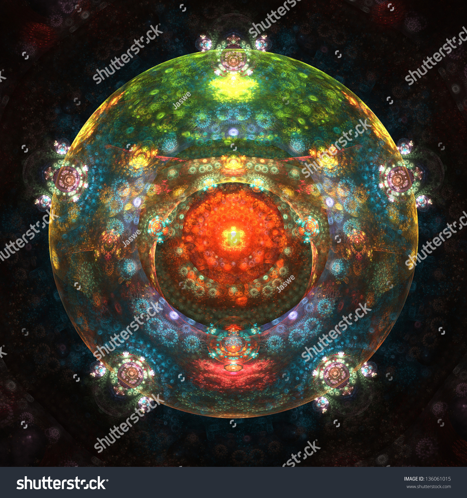 Colorful Abstract Globe Composed Intricate Fractal Stock ...