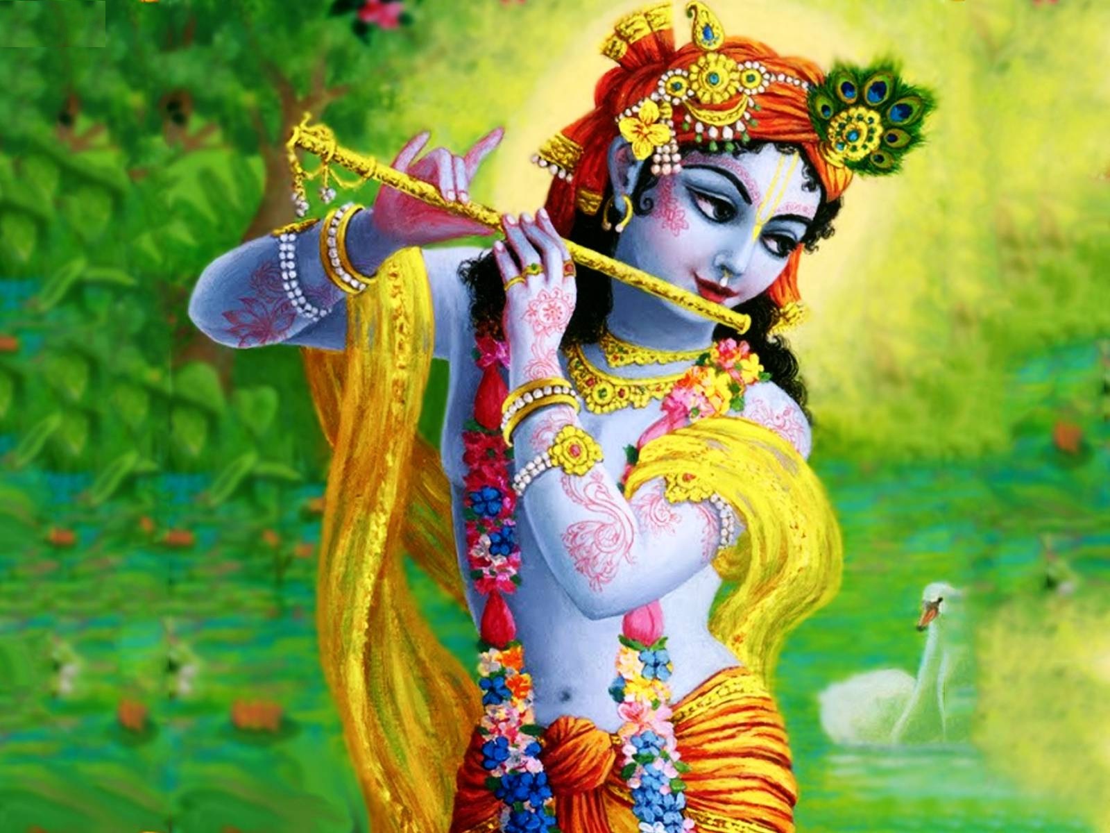 Lord Krishna playing flute paintings wallpapers - New hd ...