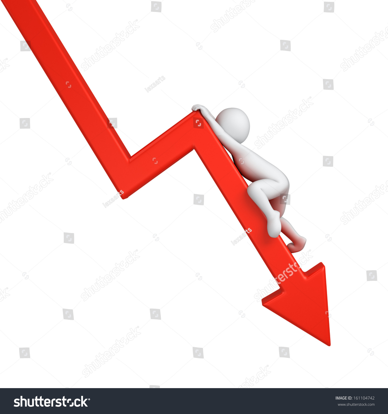Red Graph Going Down Clambering 3 D Stock Illustration 161104742 ...