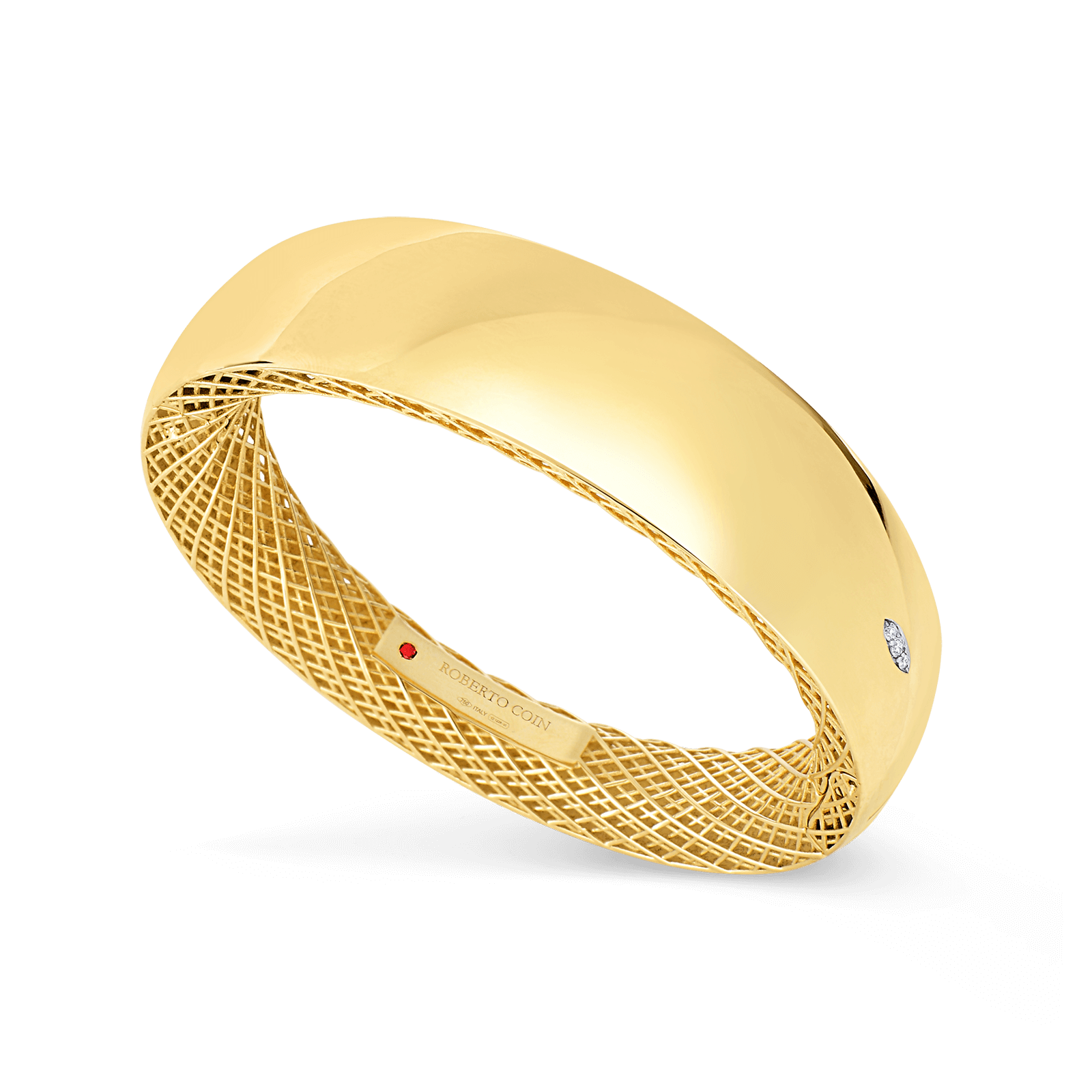 Wide Gold Bangle with Diamonds in Golden Gate Collection