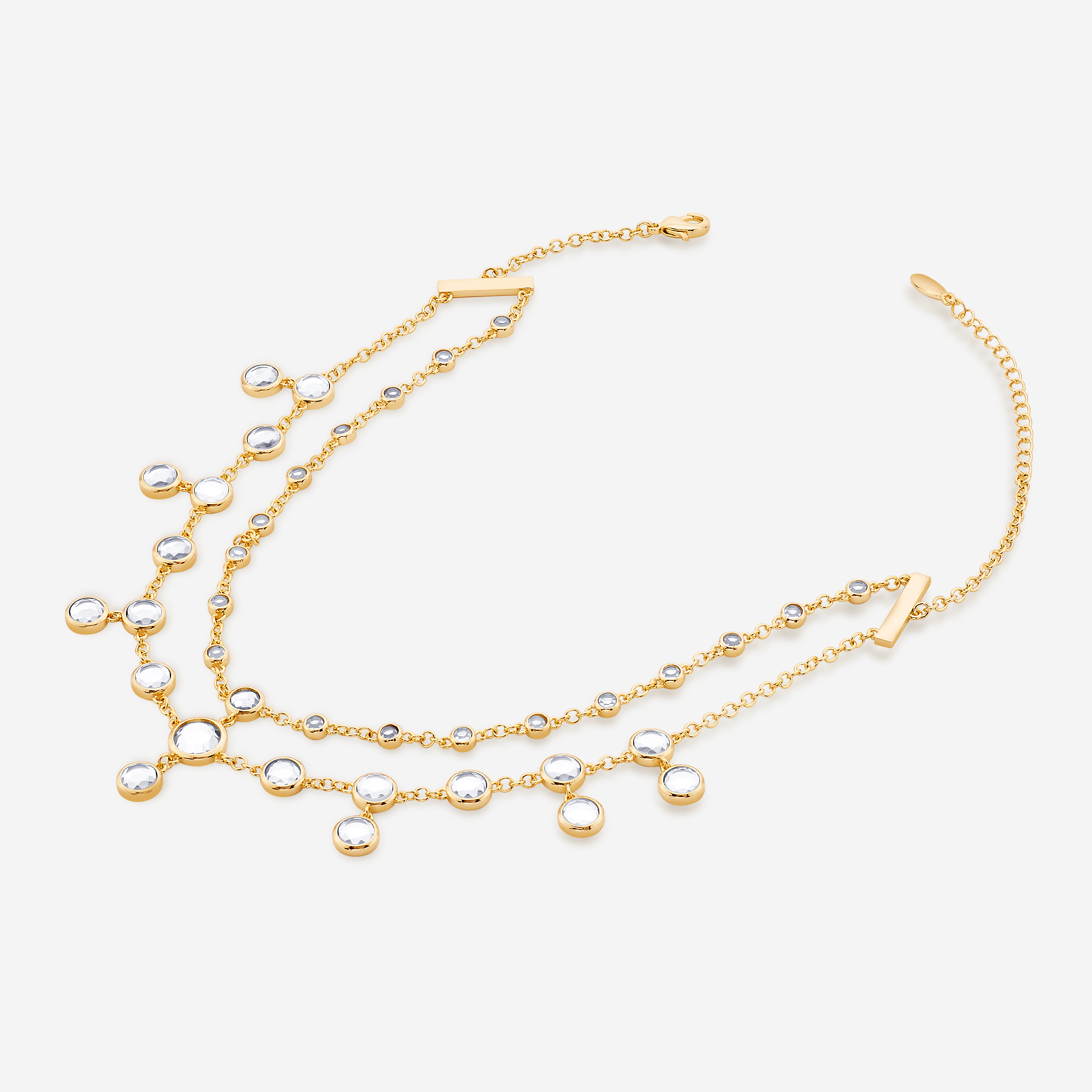 Decadence Decoded Mirror Double Line Choker Necklace In Gold ...
