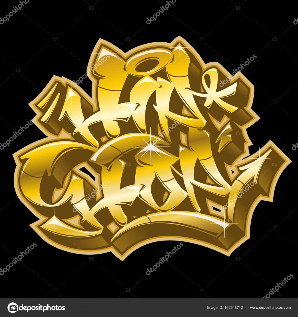 Hip-Hop in golden graffiti funky style. — Stock Vector © Photo-Jope ...