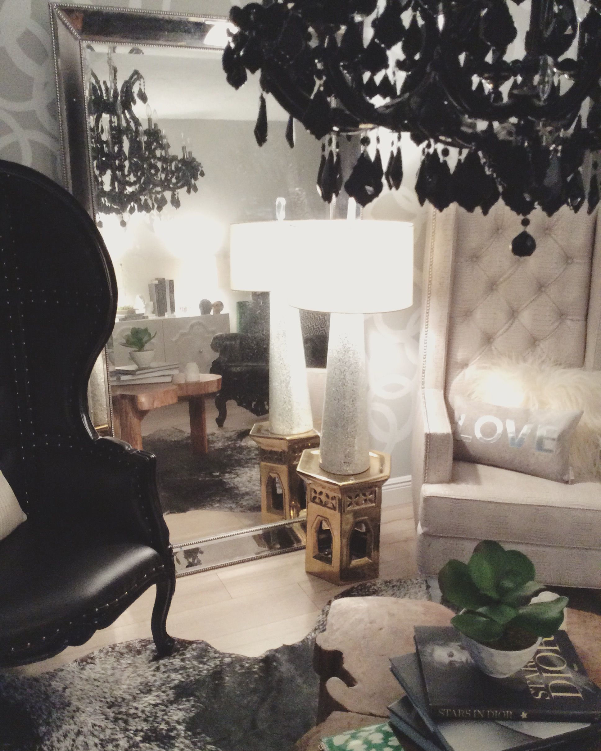 Black white grey gold emerald green living room Hauteriors,LLC | New ...