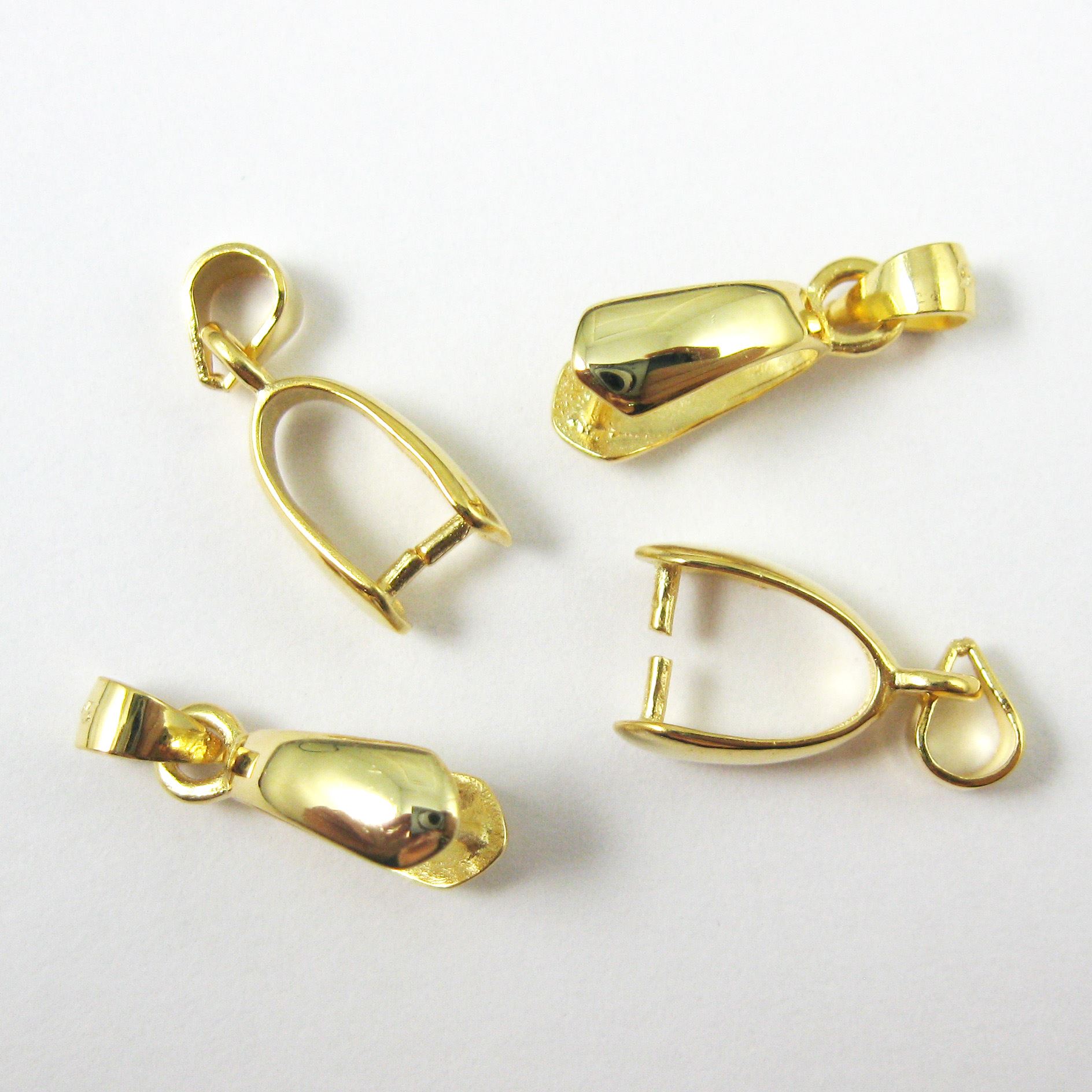 22k Gold plated over 925 Sterling Silver Long Teardrop Pinch Bail ...