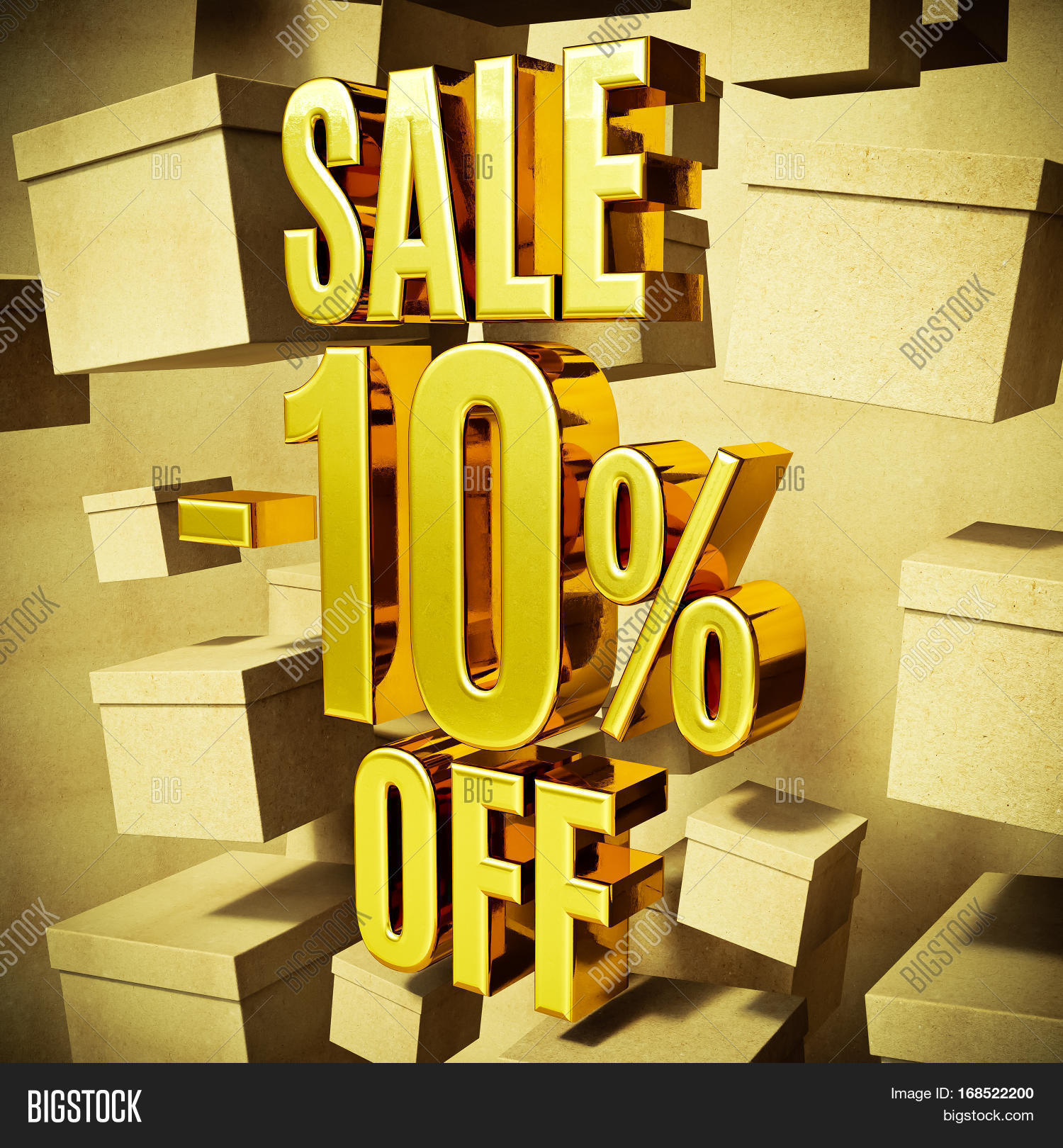 Gold 10 Percent Off Discount 3d Image & Photo | Bigstock