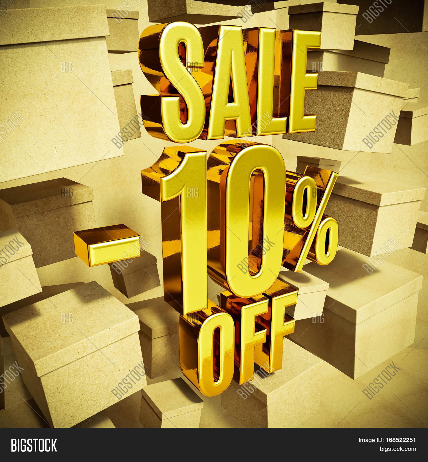 Gold 10 Percent Off Discount 3d Image & Photo | Bigstock