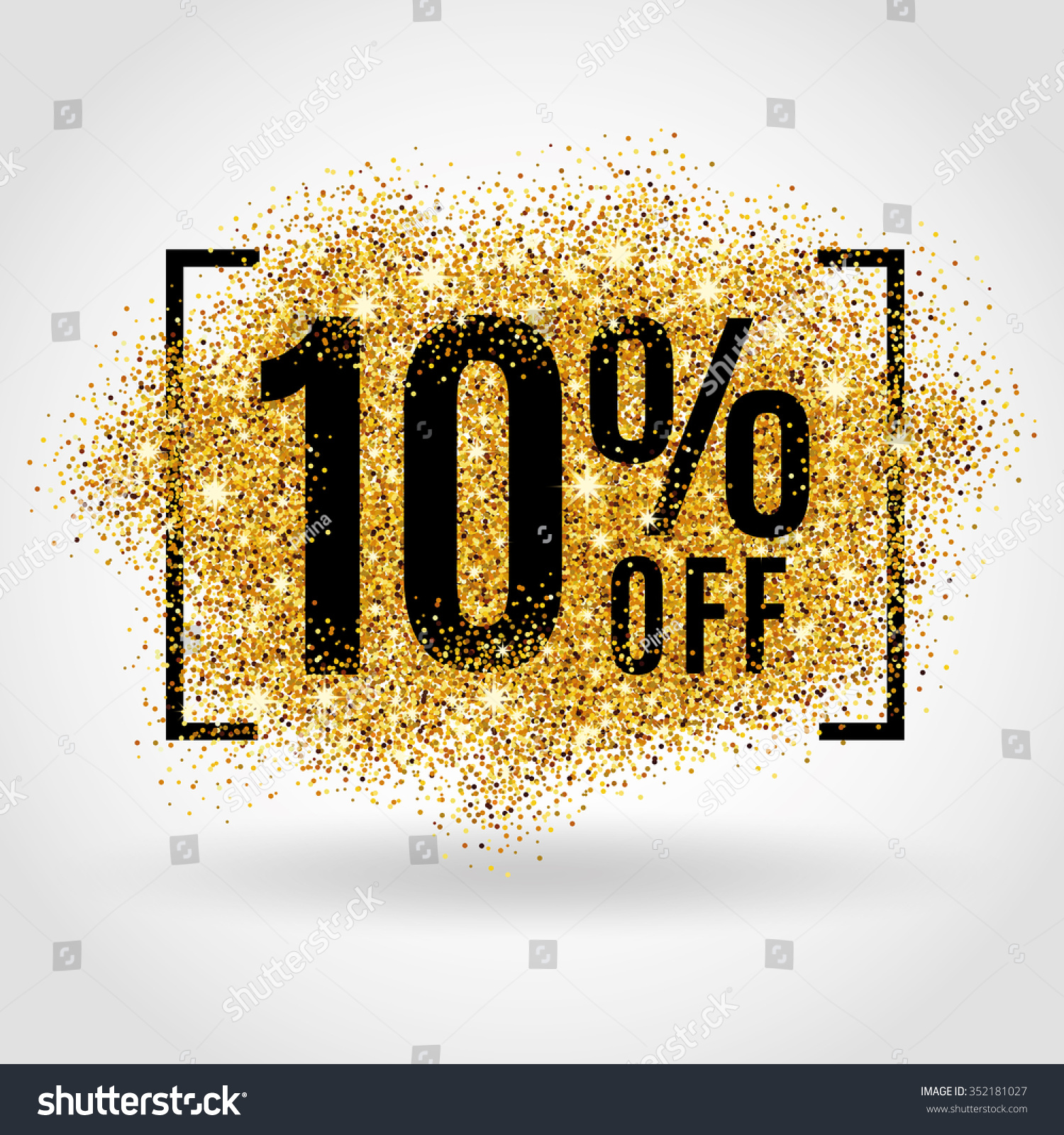 Gold Sale 10 Percent Golden Sale Stock Vector 352181027 - Shutterstock