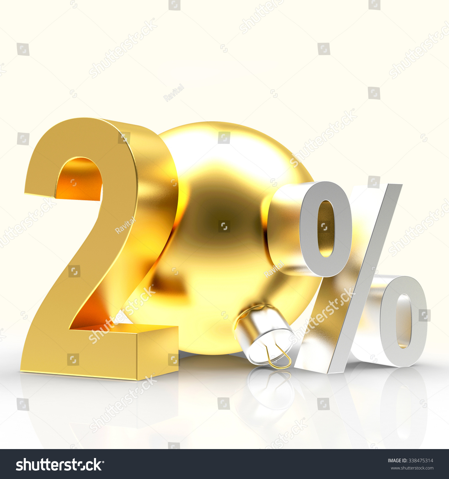 Golden 20 Percent Discount Christmas Ball Stock Illustration ...