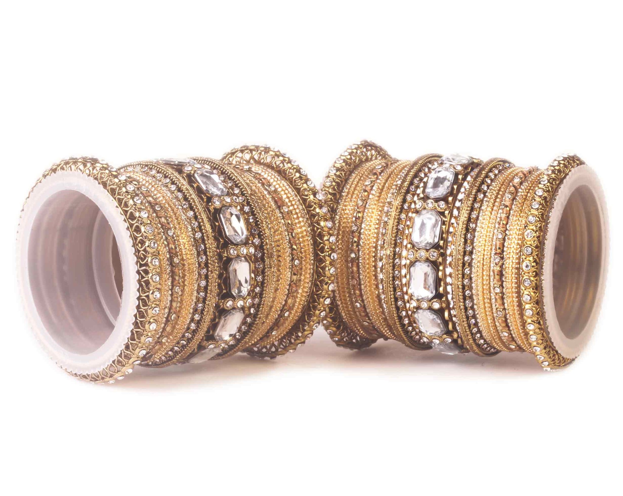 Beautiful Golden bangle set for two hands with big kundan stone ...