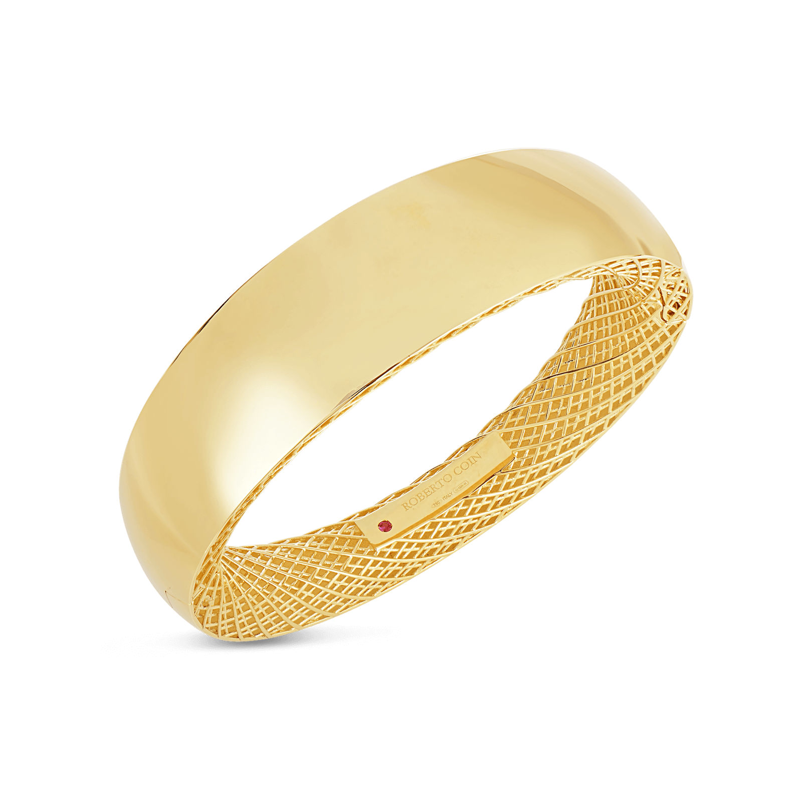 Roberto Coin's Italian Gold Wide Gold Bangle in Golden Gate