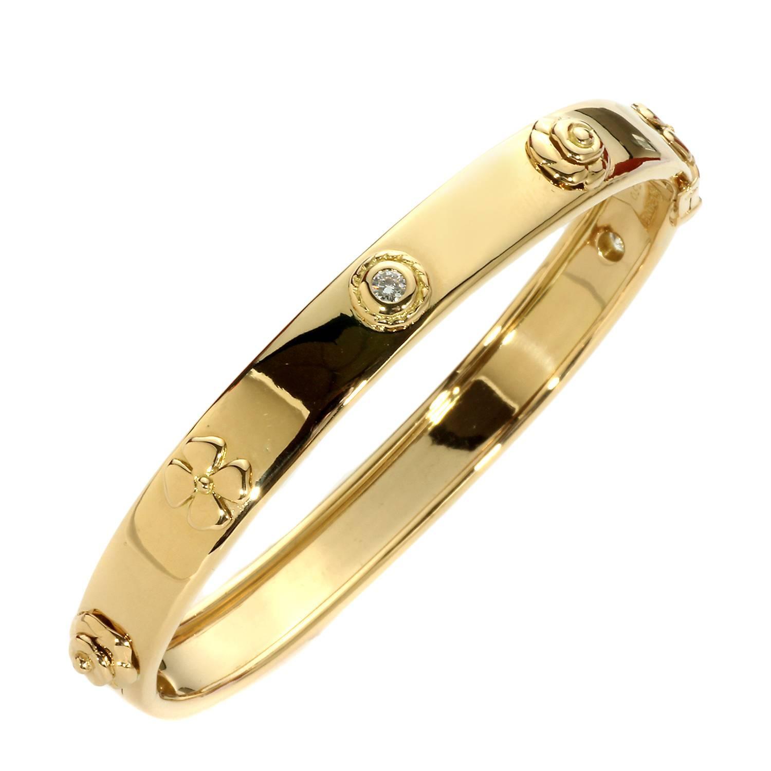 Louis Vuitton Diamond Gold Bangle Bracelet For Sale at 1stdibs