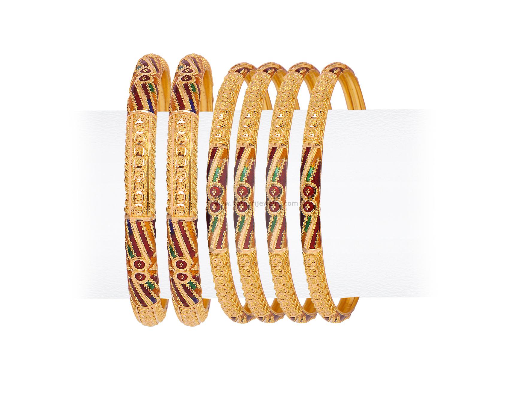 Gold Bangles - 22kt Pearl Gold Bangle Kada, 22kt Ghungroo Gold Beads ...