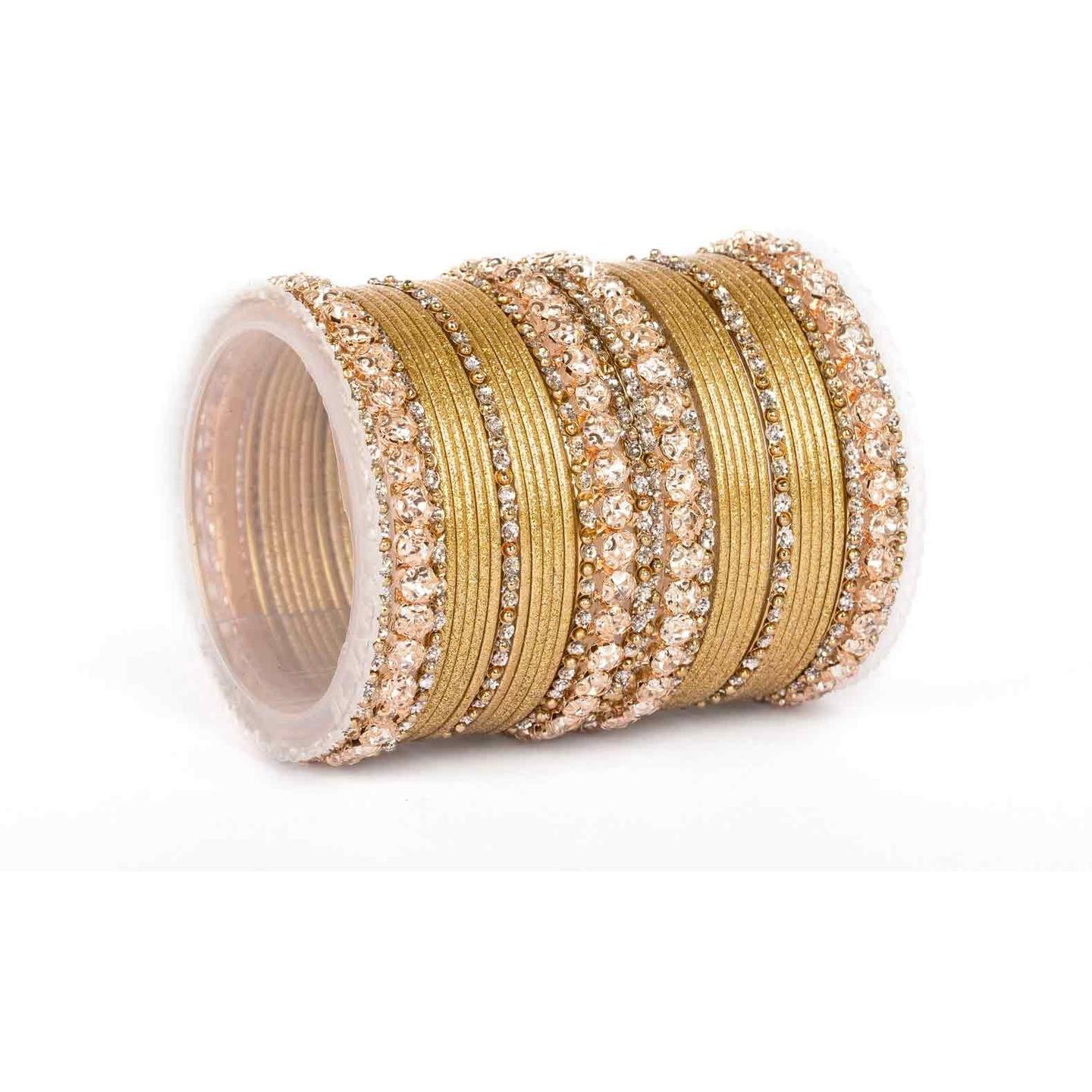 Beautiful Shimmering Brass Bangles Set By Leshya Golden – Bangles By ...