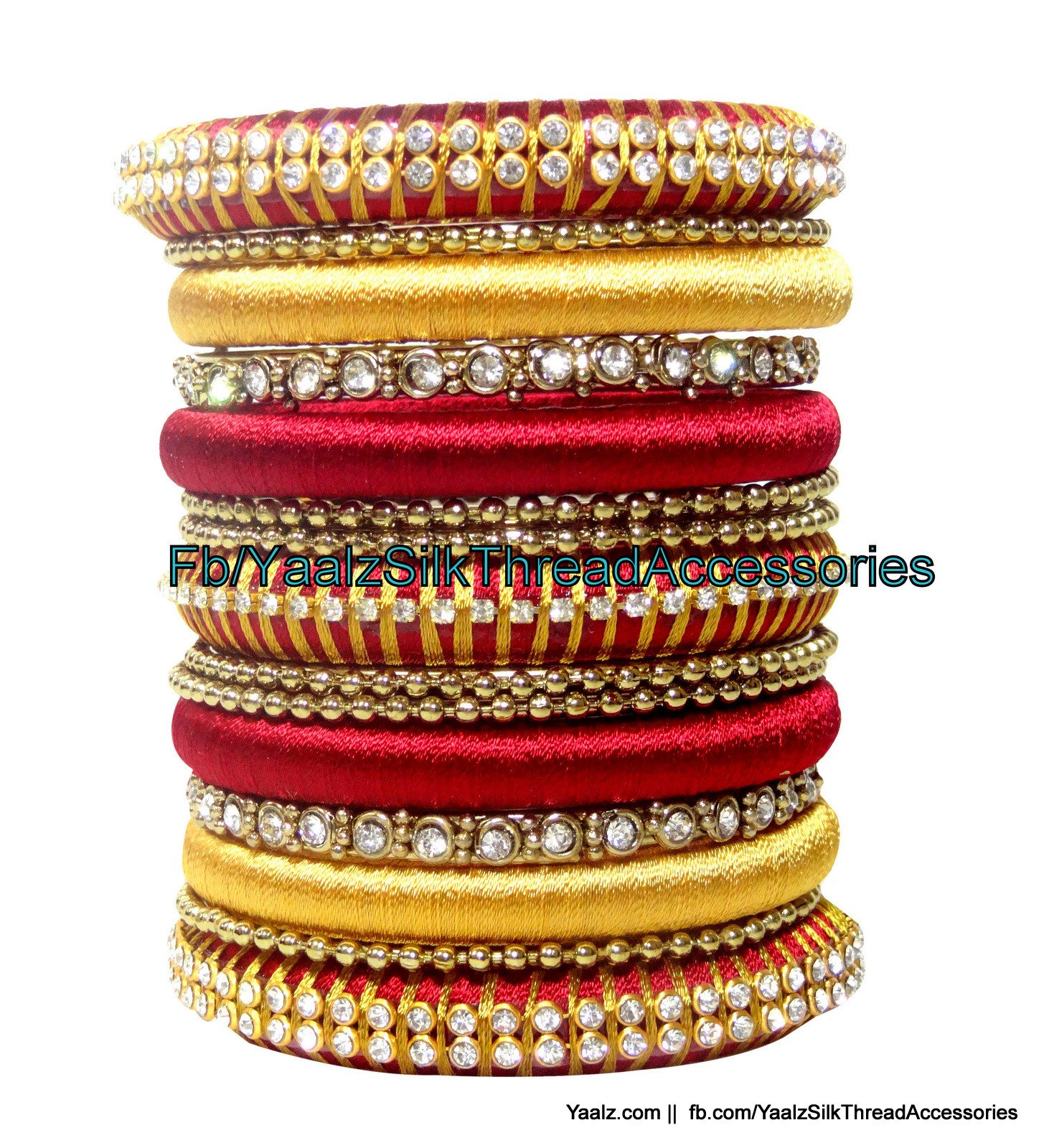 Yaalz Partywear Bangle Collection in Red & Golden Yellow Color(s)