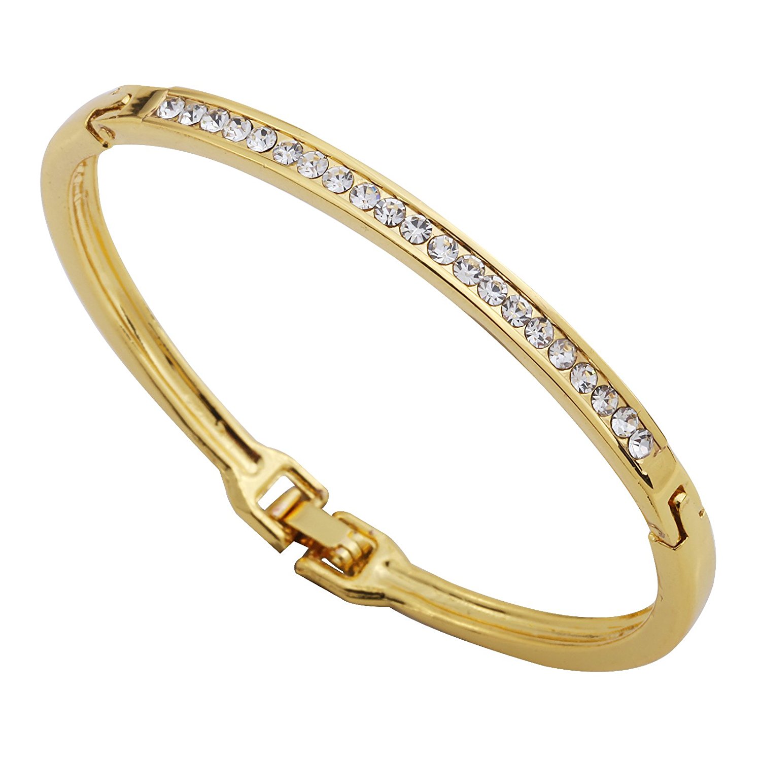 Yazilind Bangle Gold Plated Bangle with Diamante Crystal Bracelet ...