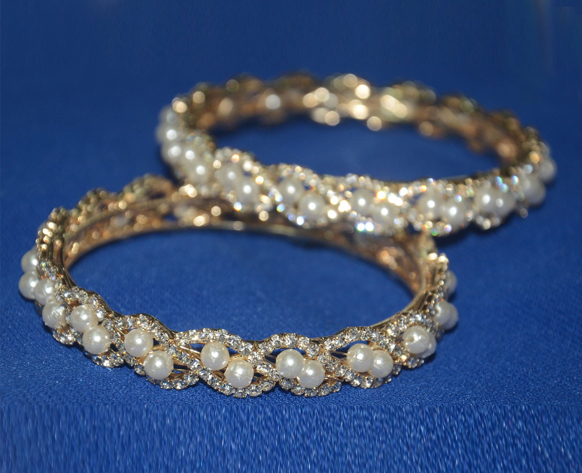Golden Bangle with Off-White Beads – SHUBHAM FASHIONS