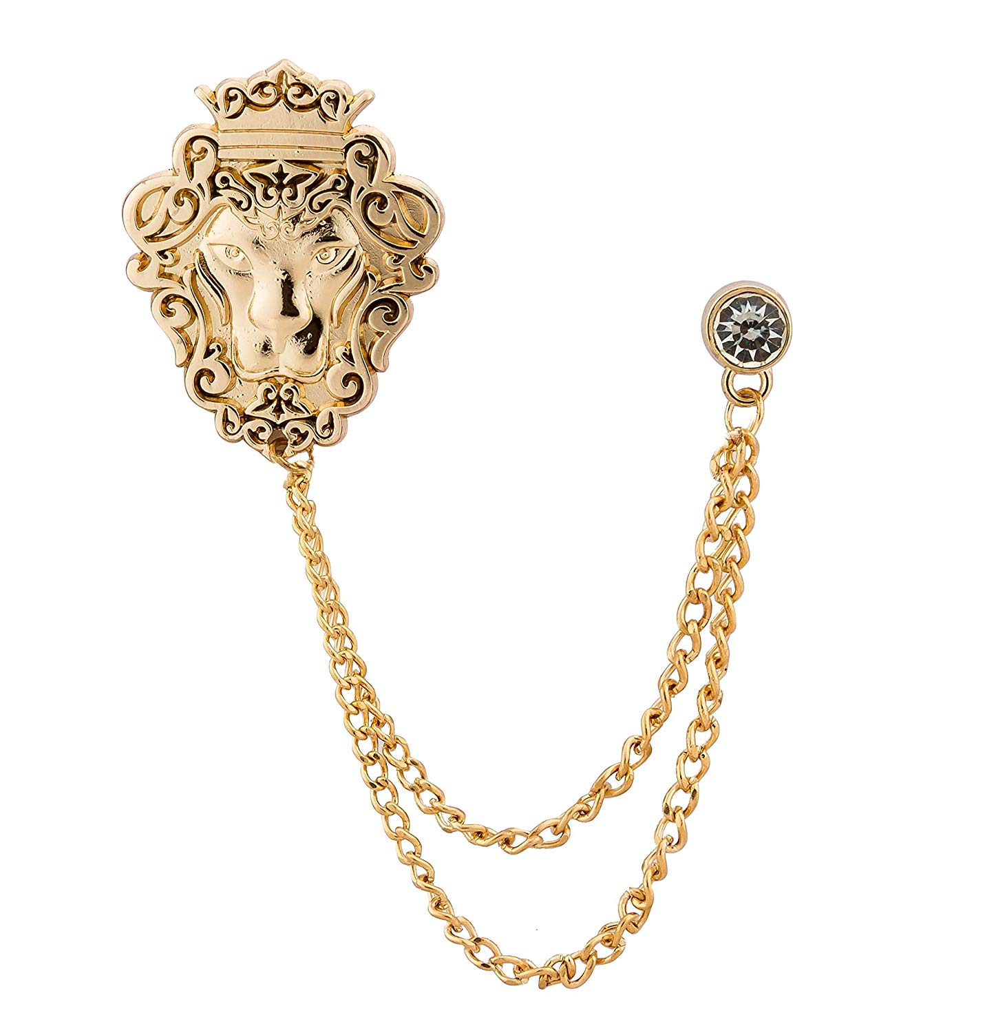 Buy Knighthood Golden Crowned Lion King With Swarovski Collar Pin ...